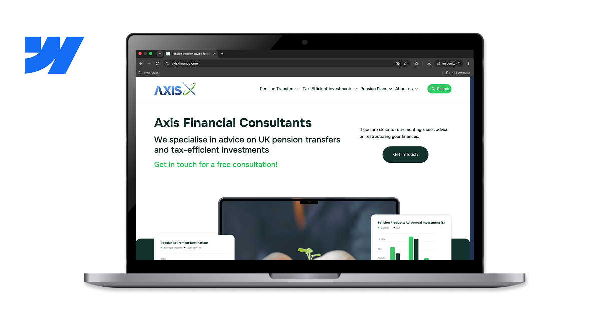 Mockup of the Axis Finance website