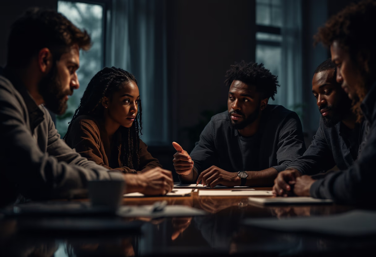 image of team discussion (for a hr tech)