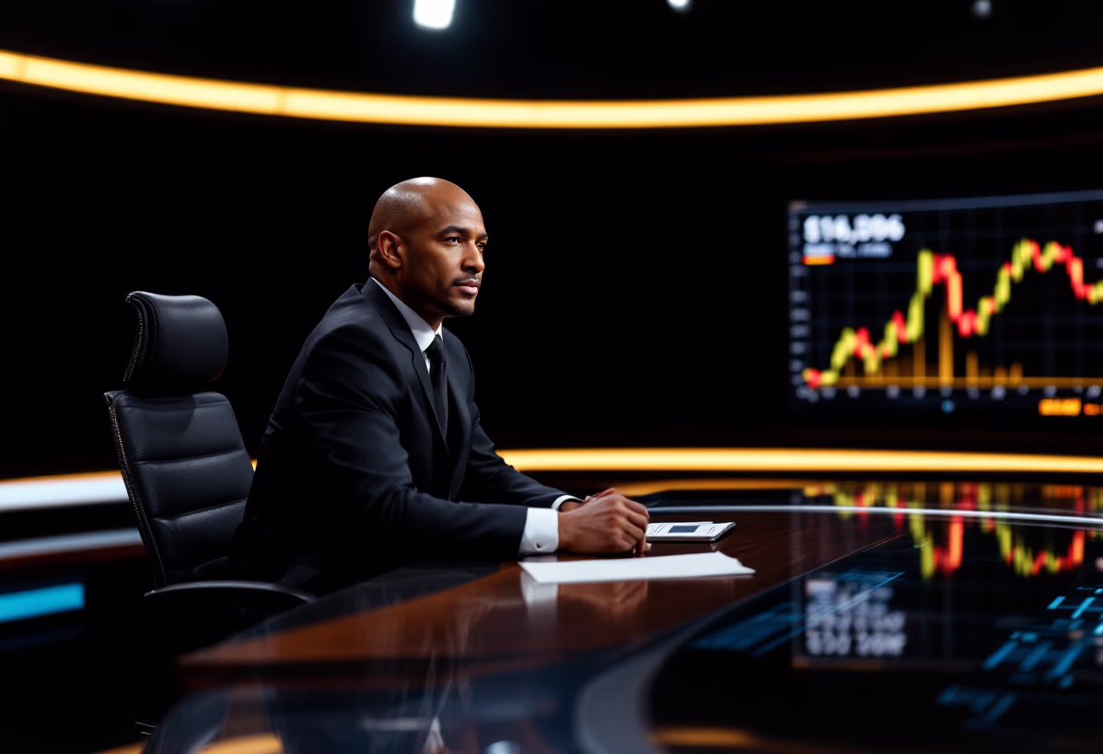 image of financial news broadcast