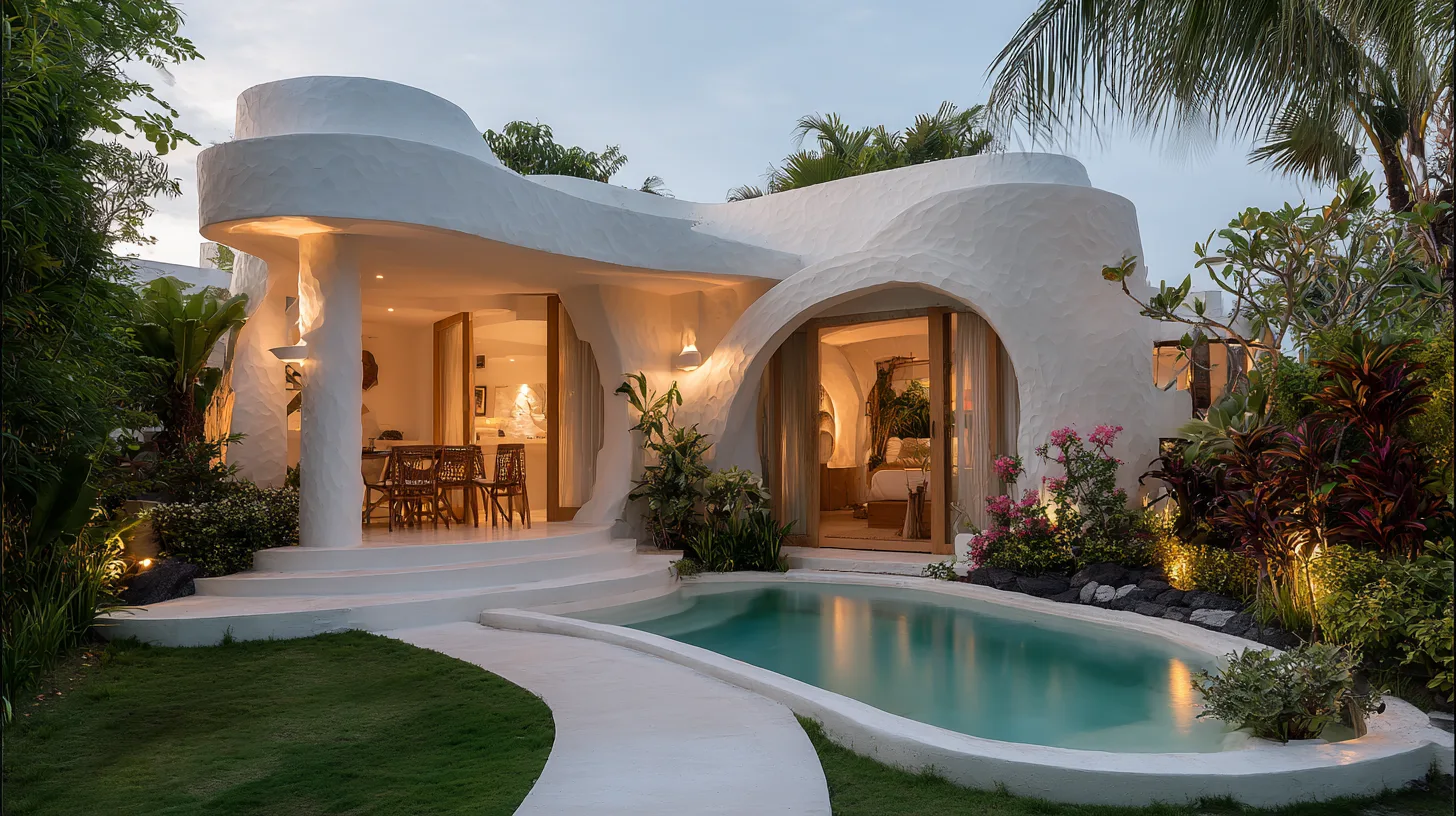 Extérieur de villa 1 chambre style soft luxury avec piscine à Bali par Genesis