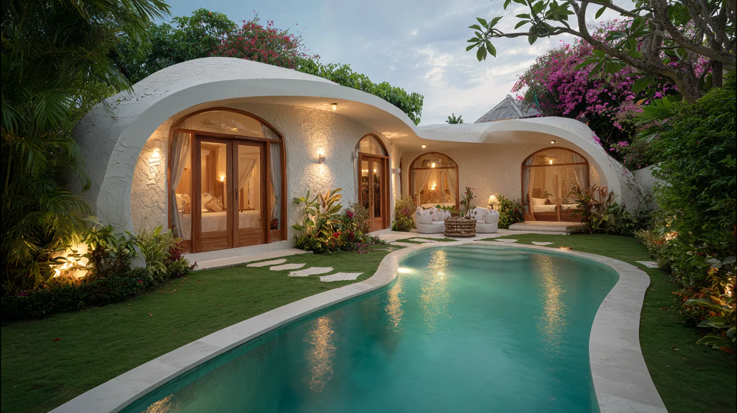 Extérieur de villa 2 chambres style soft luxury avec jardin à Bali par Genesis
