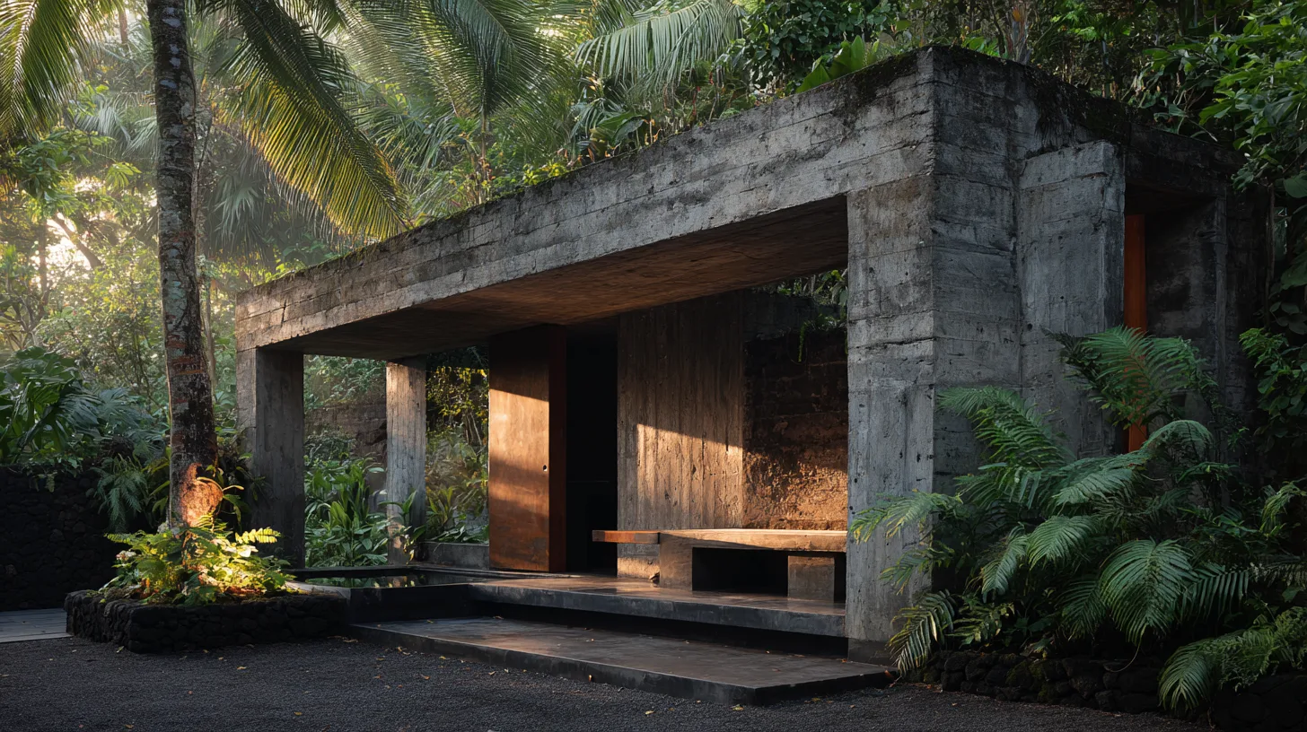 Extérieur de villa 1 chambre style brutaliste avec piscine à Bali par Genesis