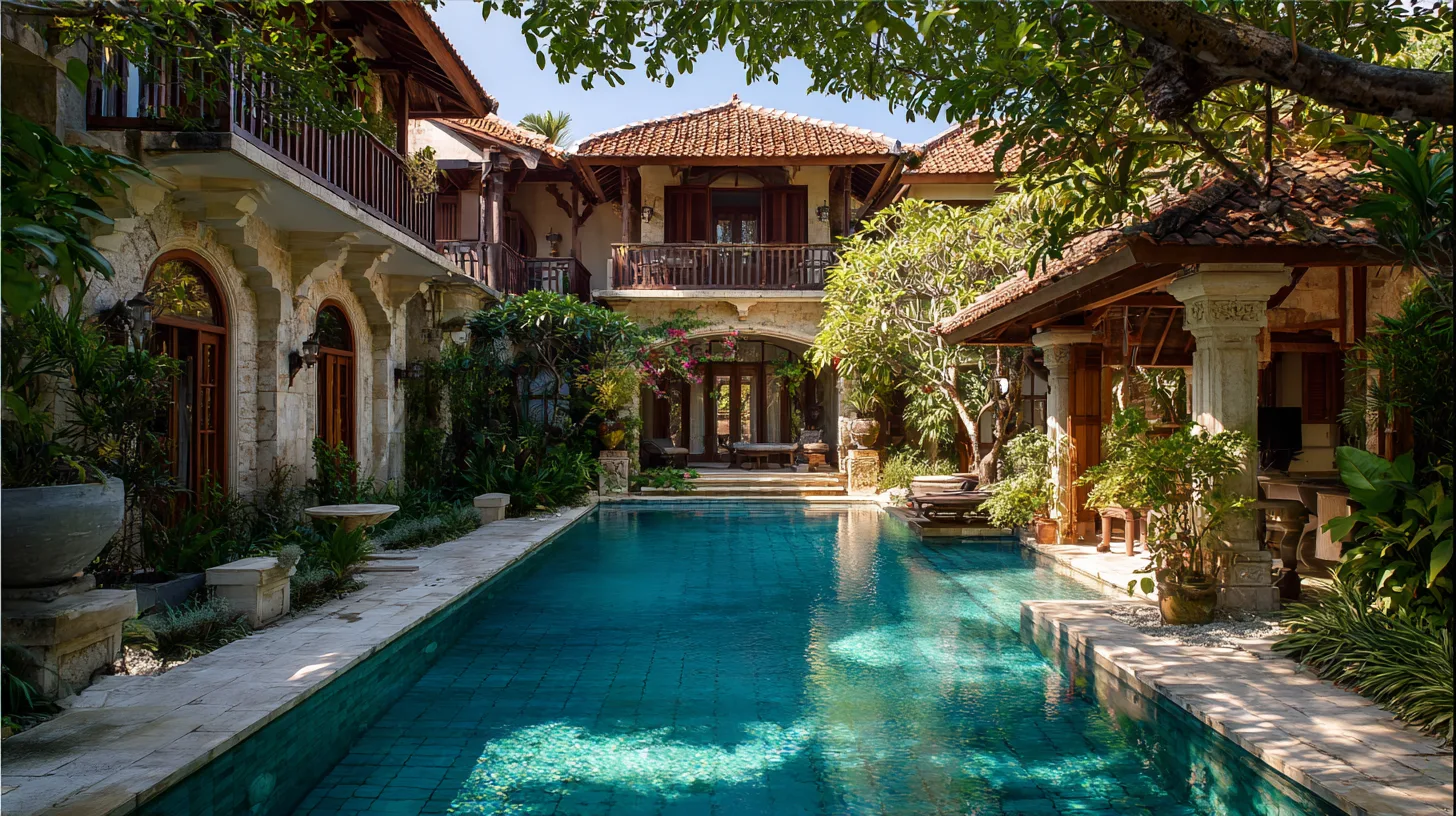 Extérieur de villa 5 chambres style méditerranéen avec prestations haut de gamme à Bali par Genesis