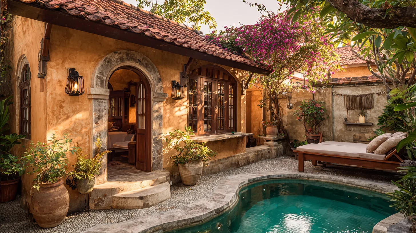 Extérieur de villa 1 chambre style méditerranéen avec piscine à Bali par Genesis