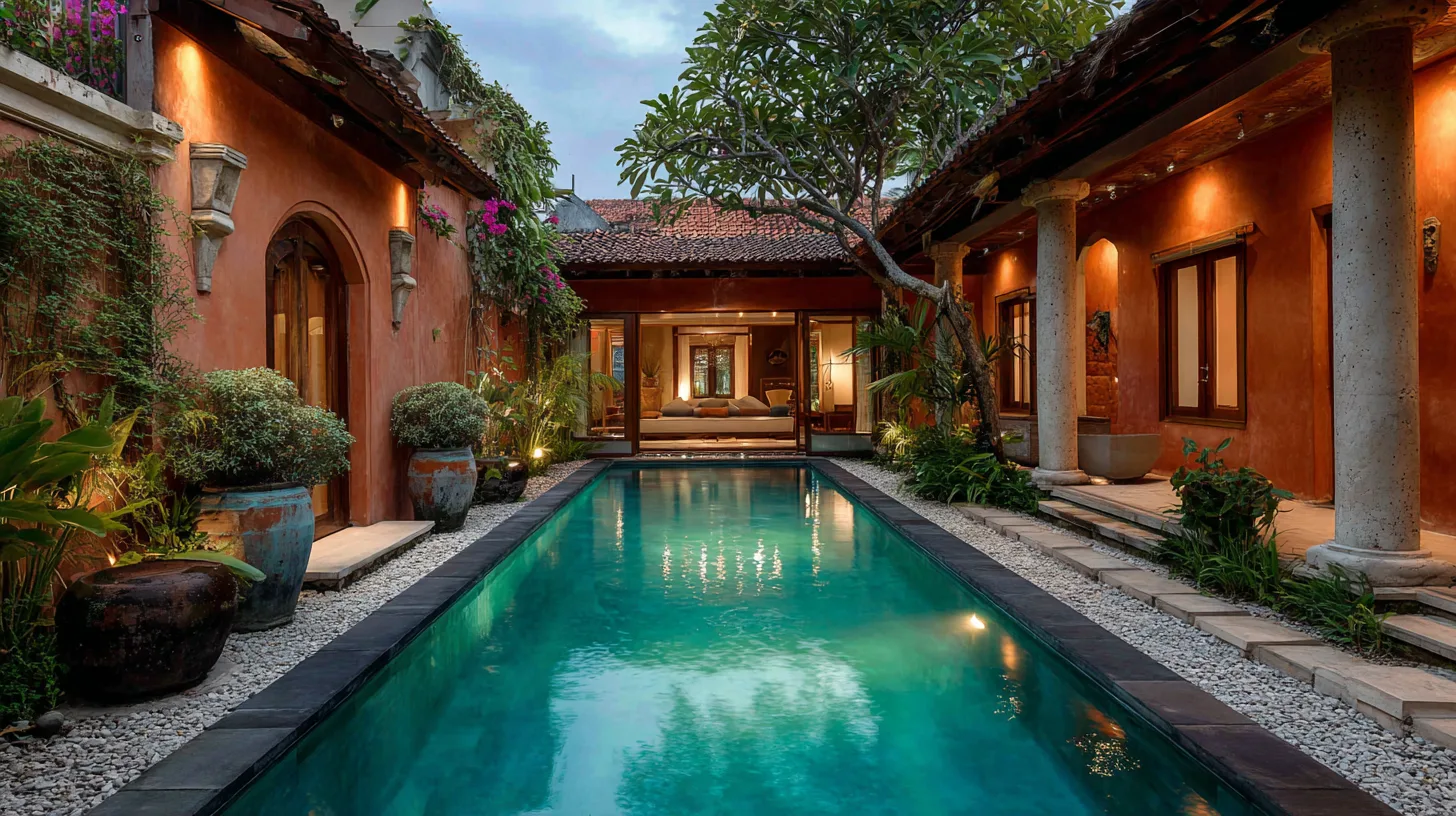 Extérieur de villa 2 chambres style méditerranéen avec jardin à Bali par Genesis