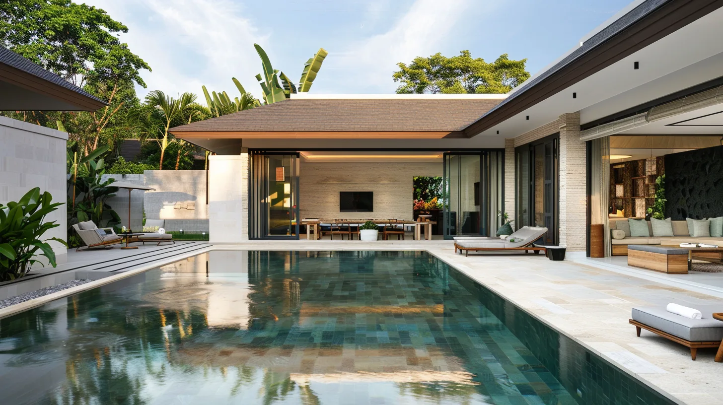 Extérieur de villa 1 chambre style balinais traditionnel avec piscine à Bali par Genesis