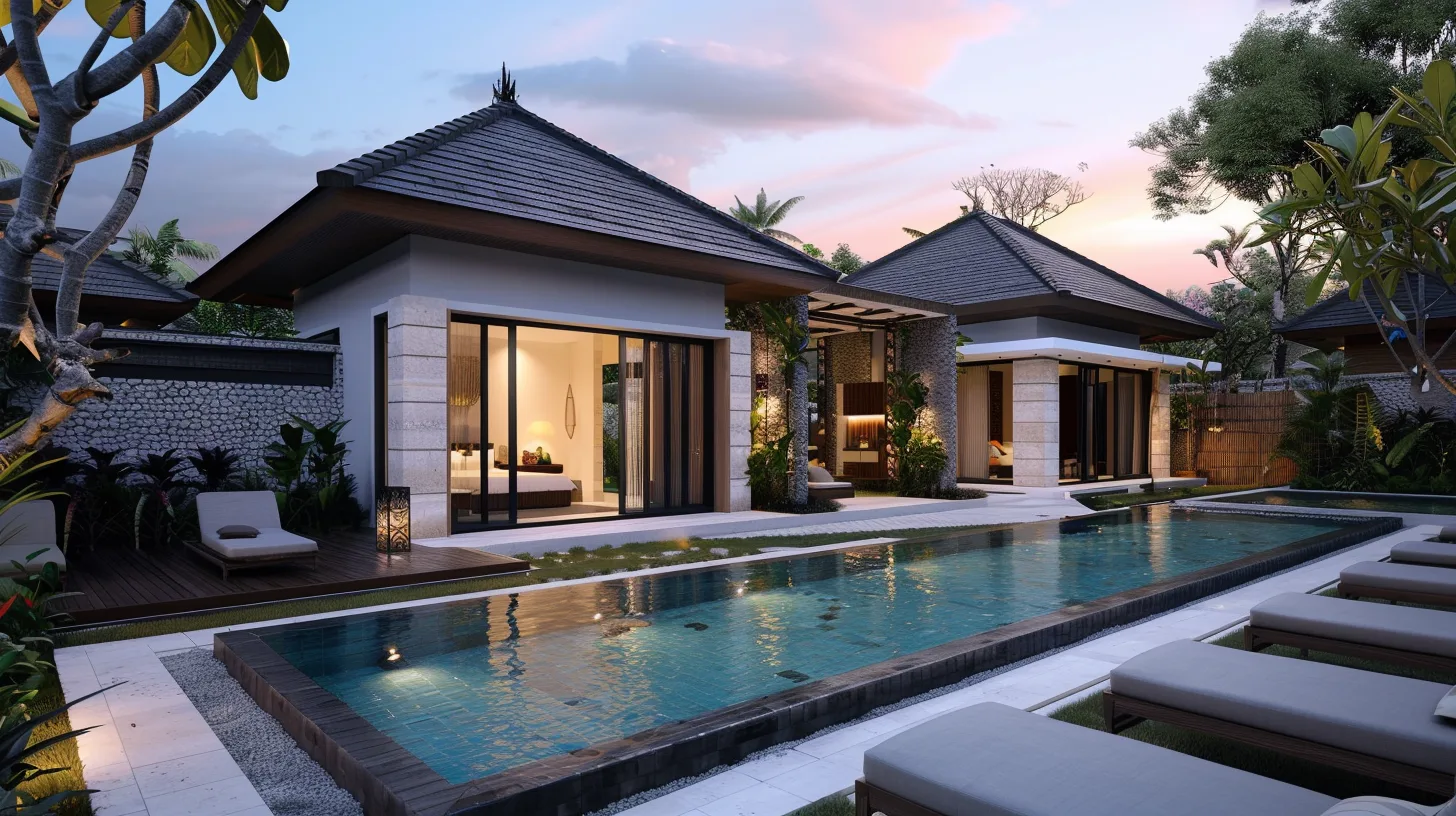 Extérieur de villa 2 chambres style balinais traditionnel avec jardin à Bali par Genesis