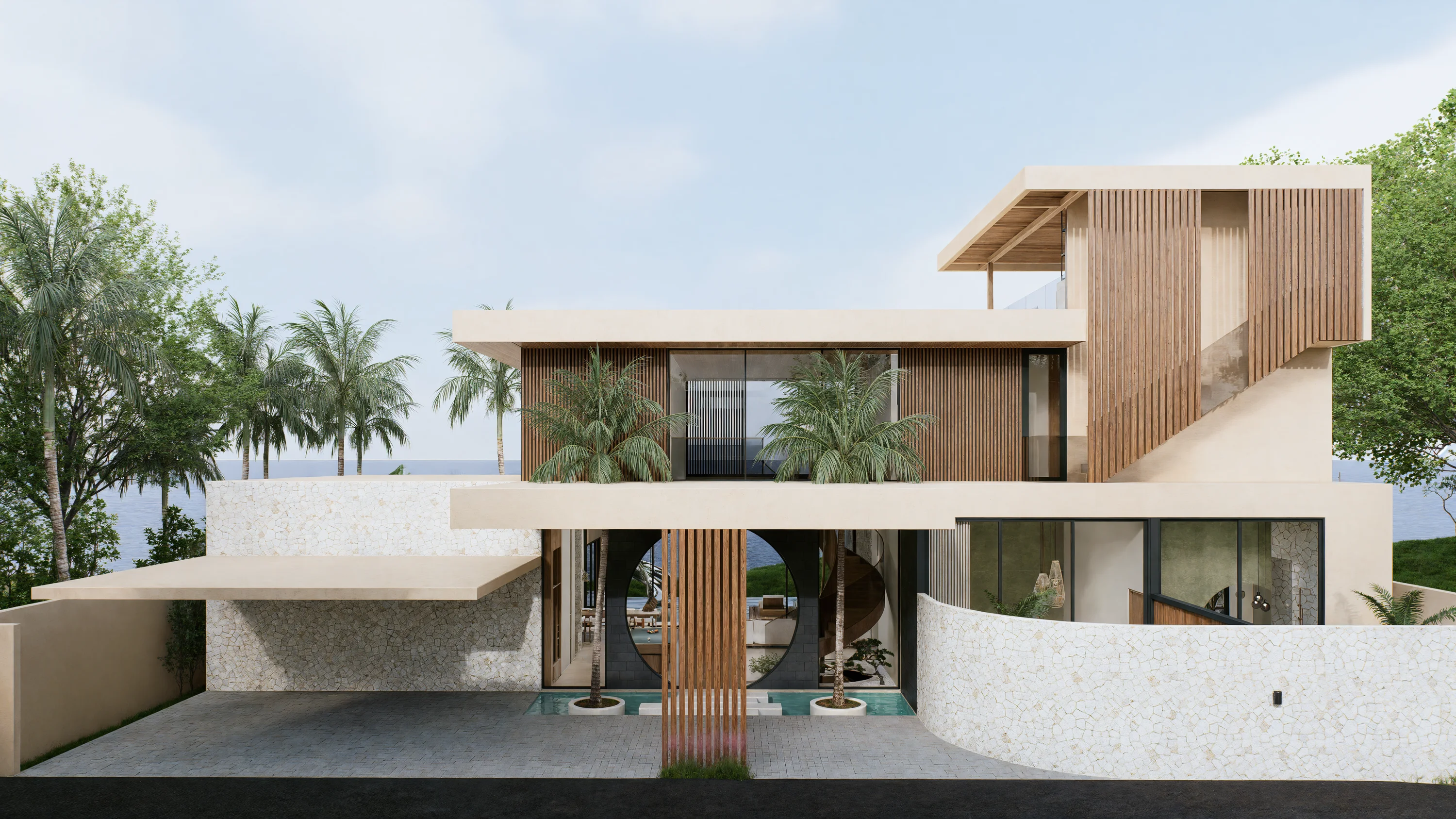 Façade de la villa Cliffside avec vue sur l'océan, Uluwatu