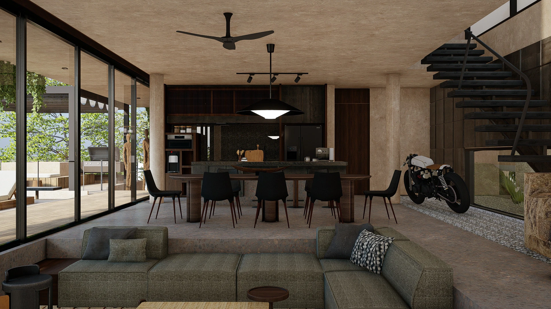 Modern kitchen of Bali Art 4-bedroom villa, Uluwatu