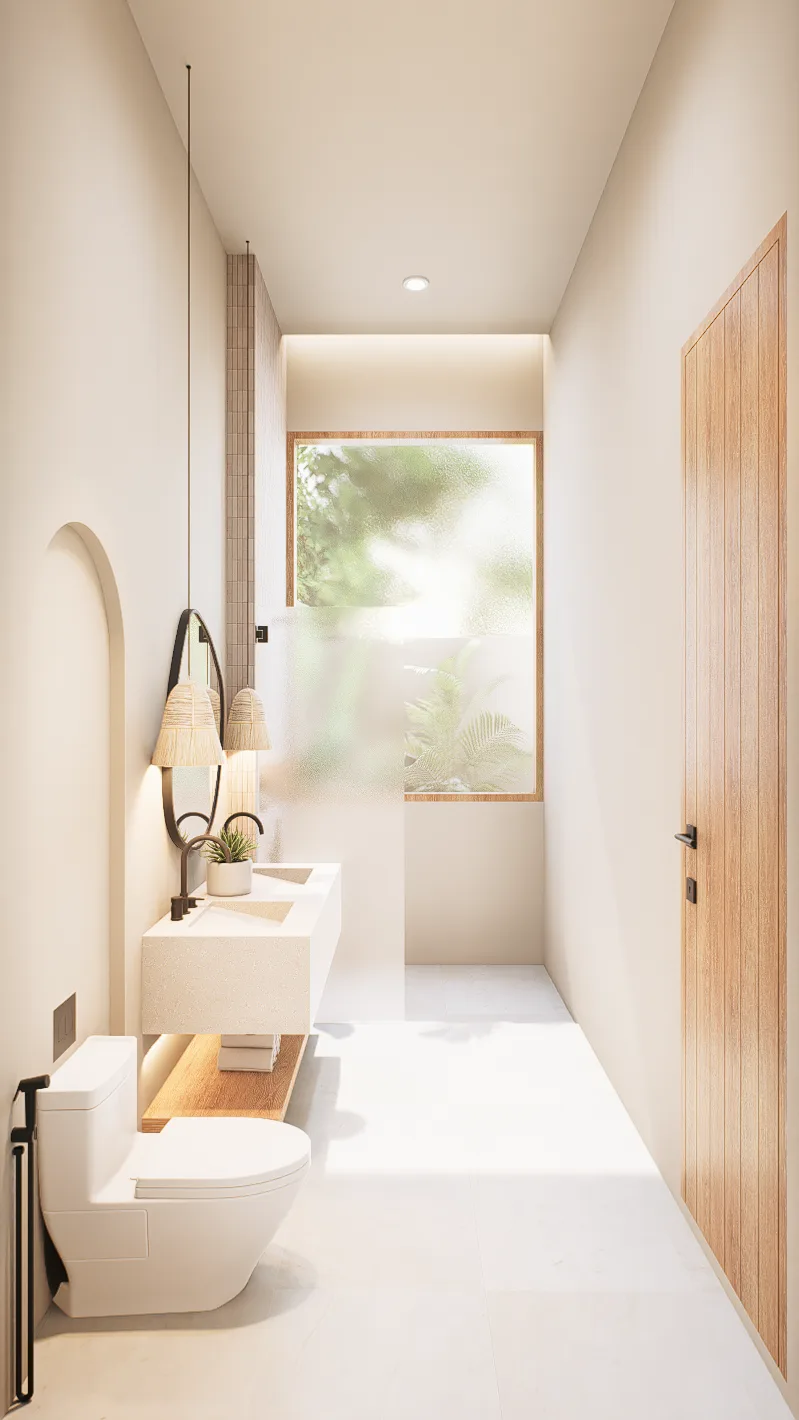 Guest bathroom of Genesis Kedungu villa with modern shower