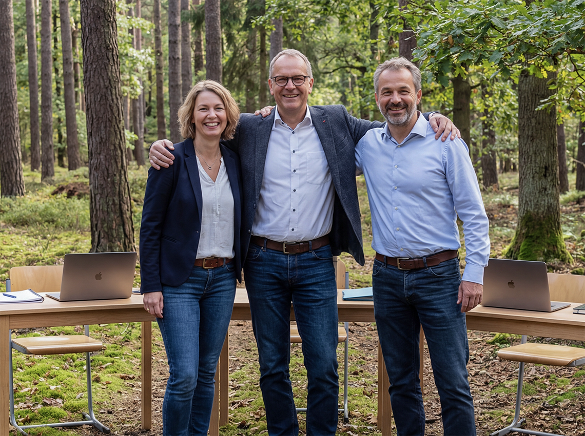 team working in the woods
