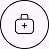 Circular icon with a lock symbol containing a plus sign inside.