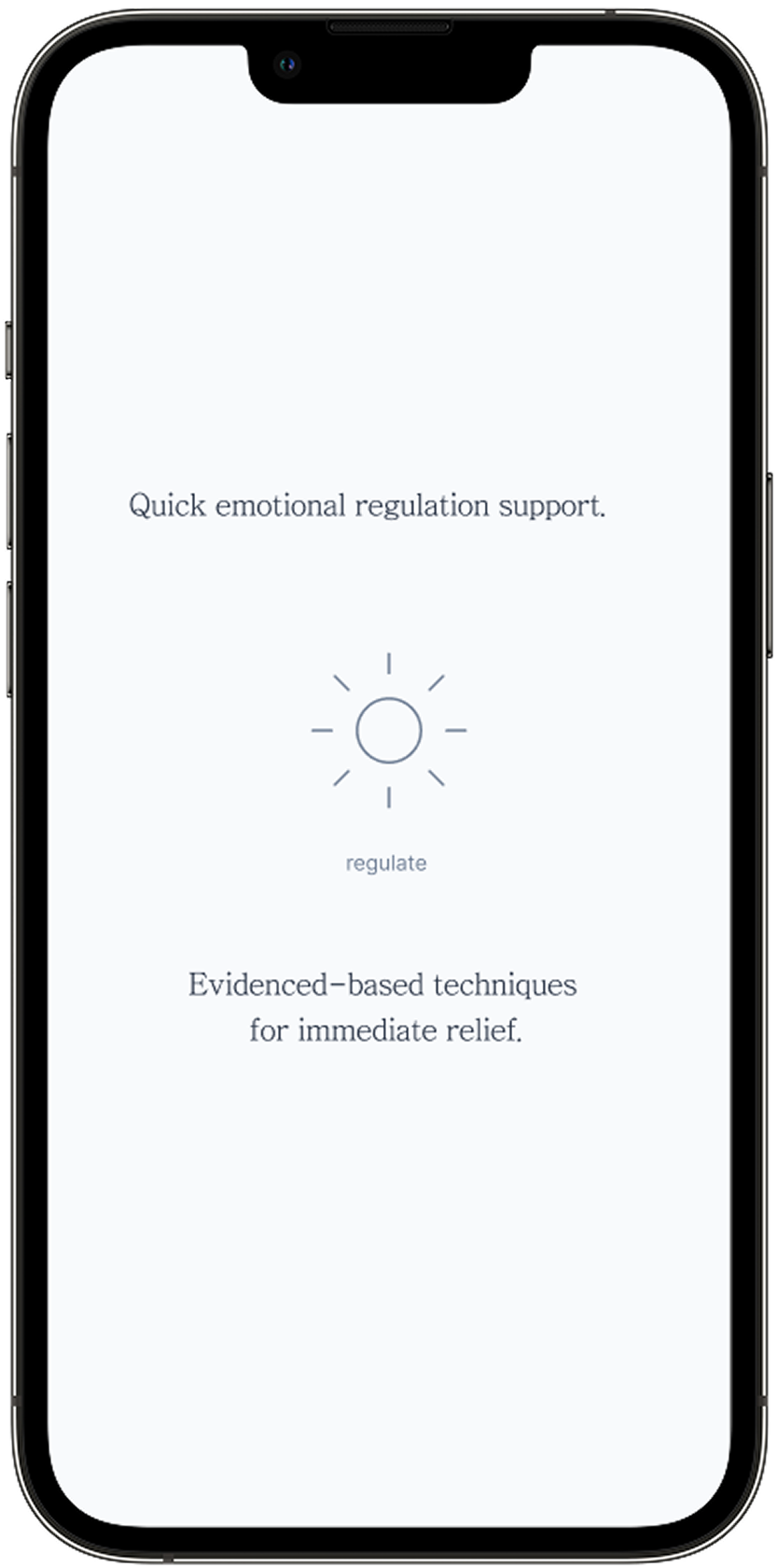 Emotional support app mobile screens showing evidence-based regulation techniques