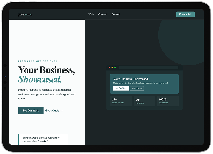 tablet mockup of your business showcased
