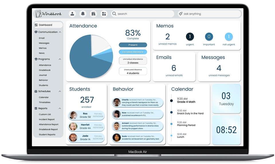 desktop mockup of education dashboard design