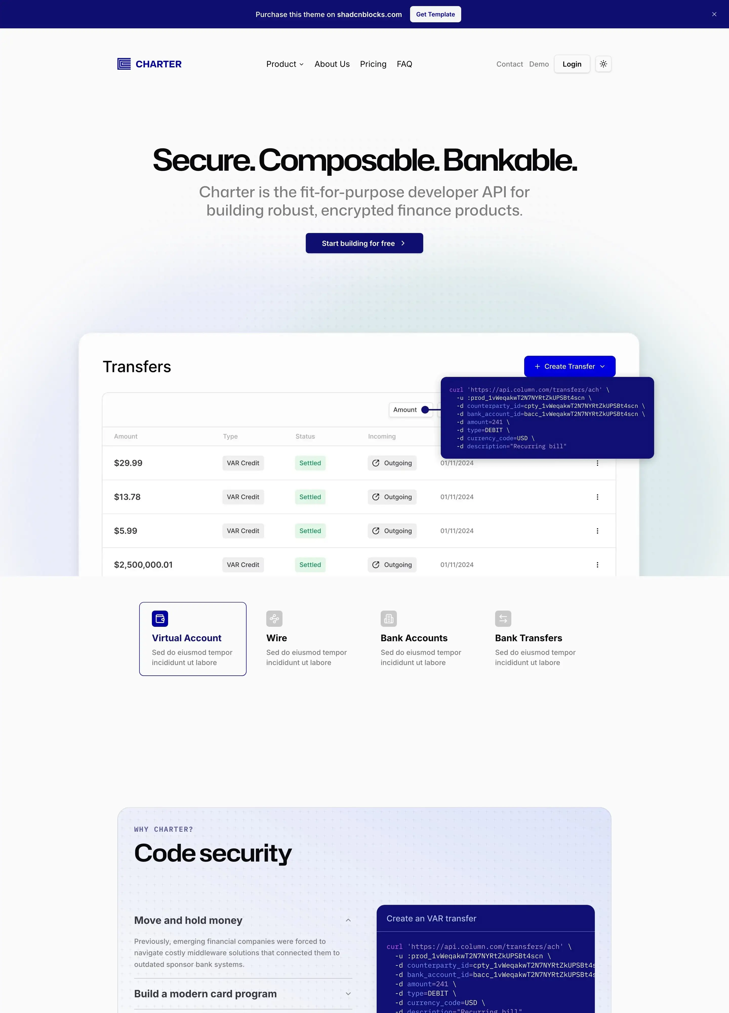 Charter - Fintech marketing template Next.js & Astro