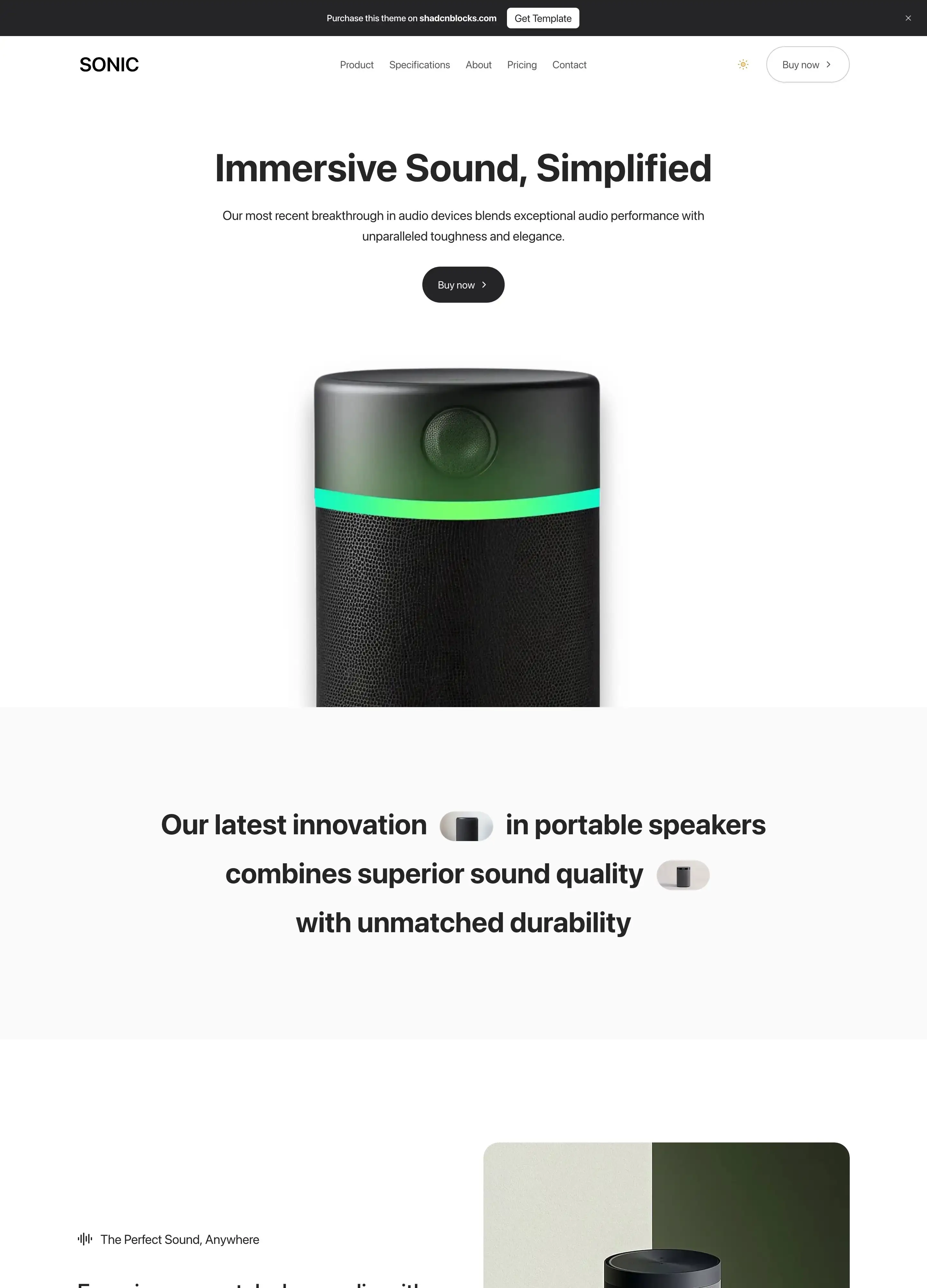 Sonic - Single product landing page template Next.js & Astro
