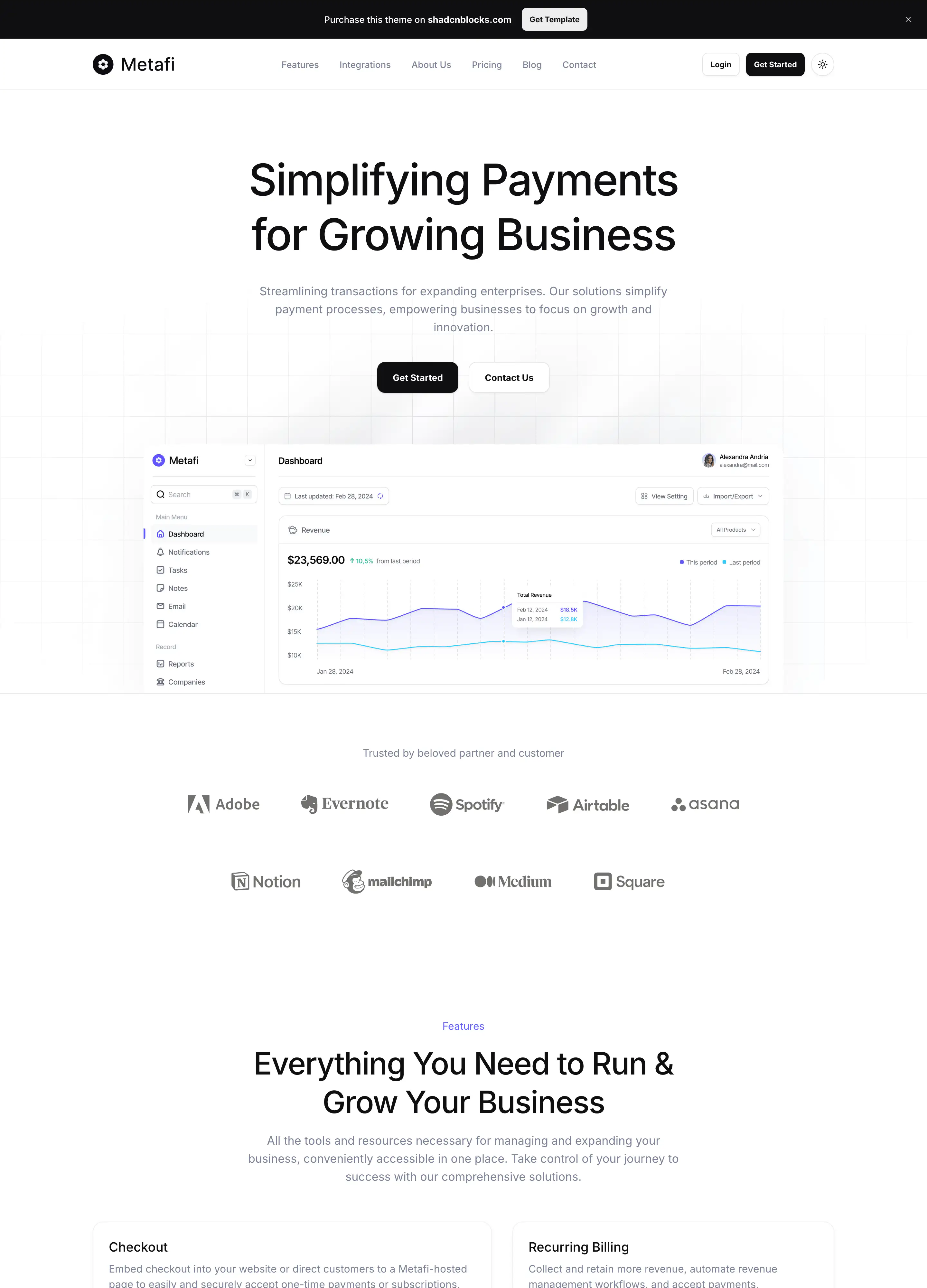Metafi - Modern marketing template Next.js & Astro