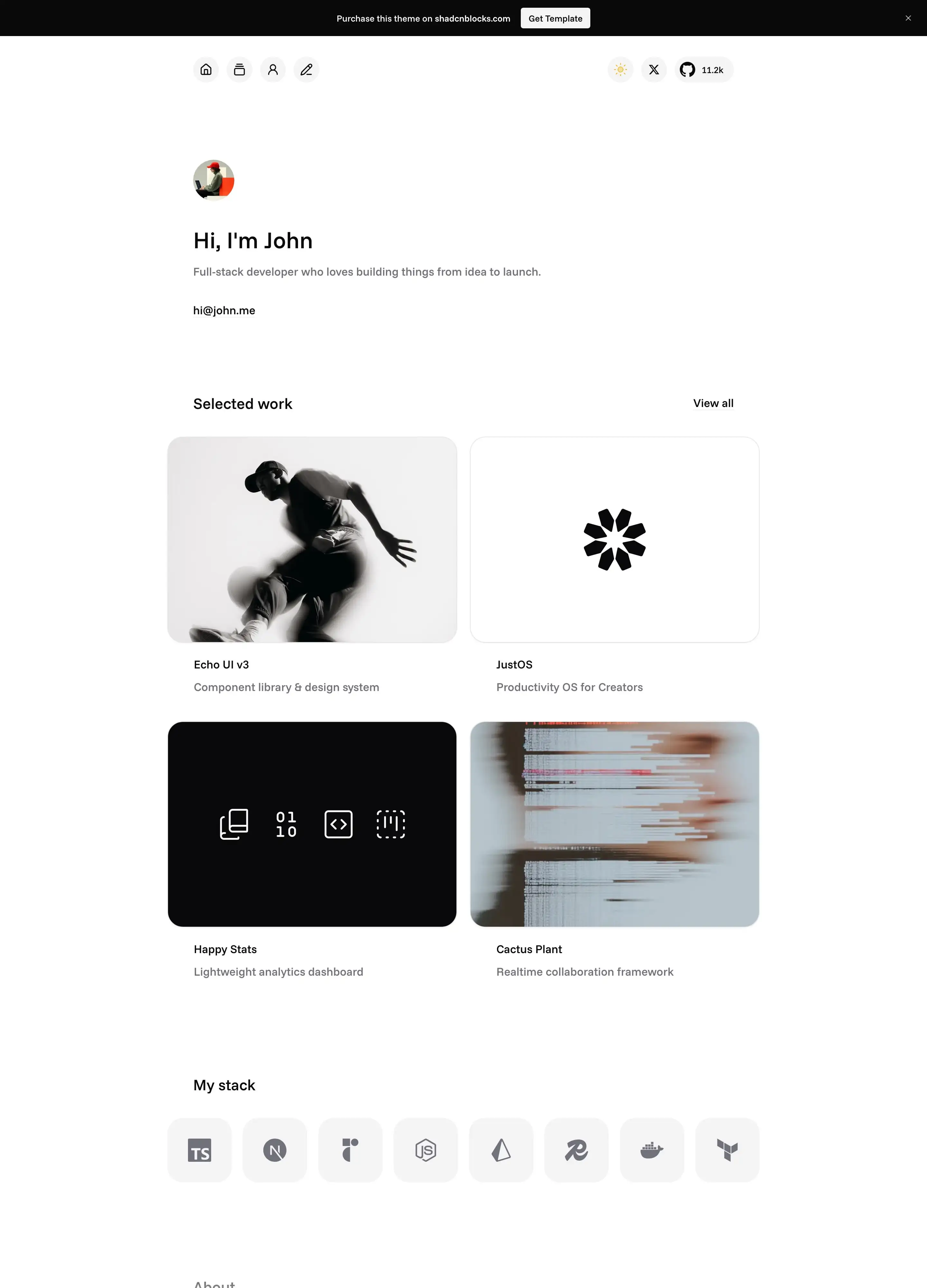 Echo - Personal portfolio template Next.js & Astro