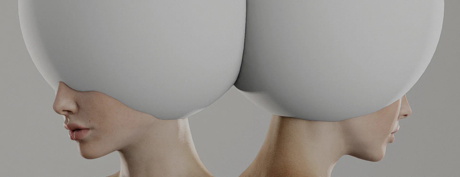 two heads with white 3d bubble