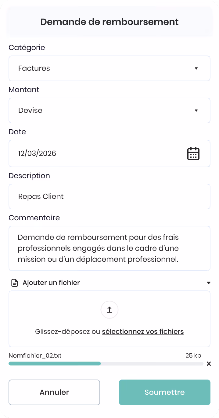 Formulaire Vacances montrant les champs pour journées de maladie payées, absences permises par année, vacances permises par année, nombre d'heures par jour et date de renouvellement annuel.