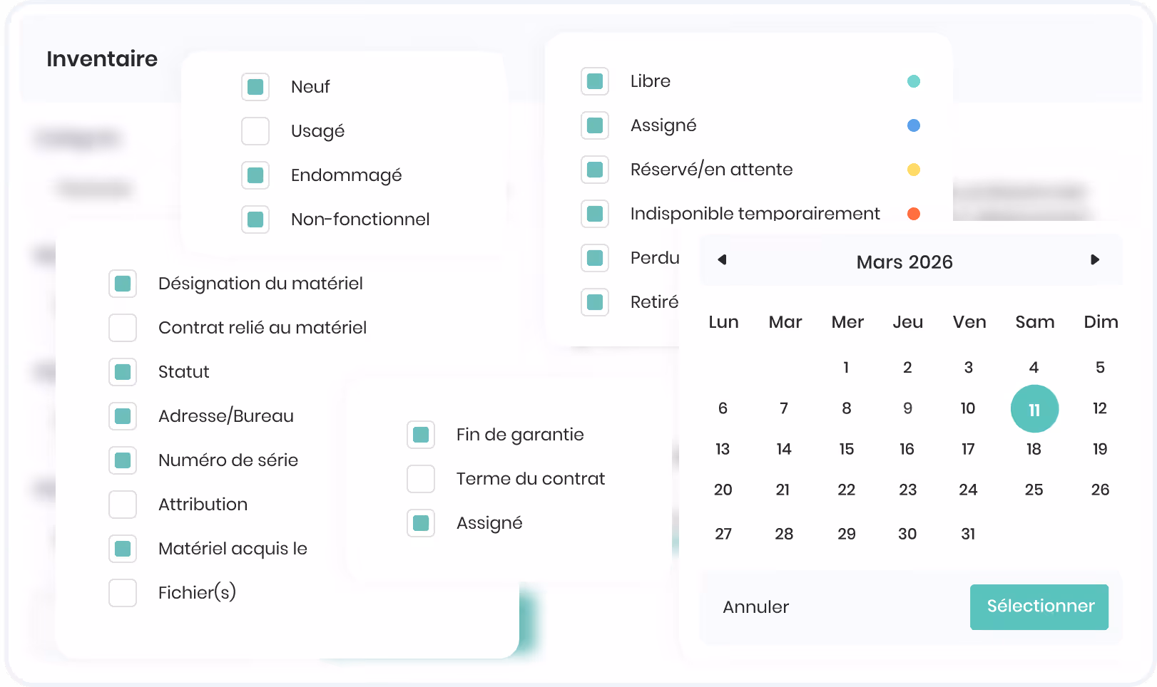 Formulaire de gestion des vacances avec sections pour jours de maladie payés, absences annuelles, vacances annuelles, nombre d'heures par jour, et date de renouvellement annuel.