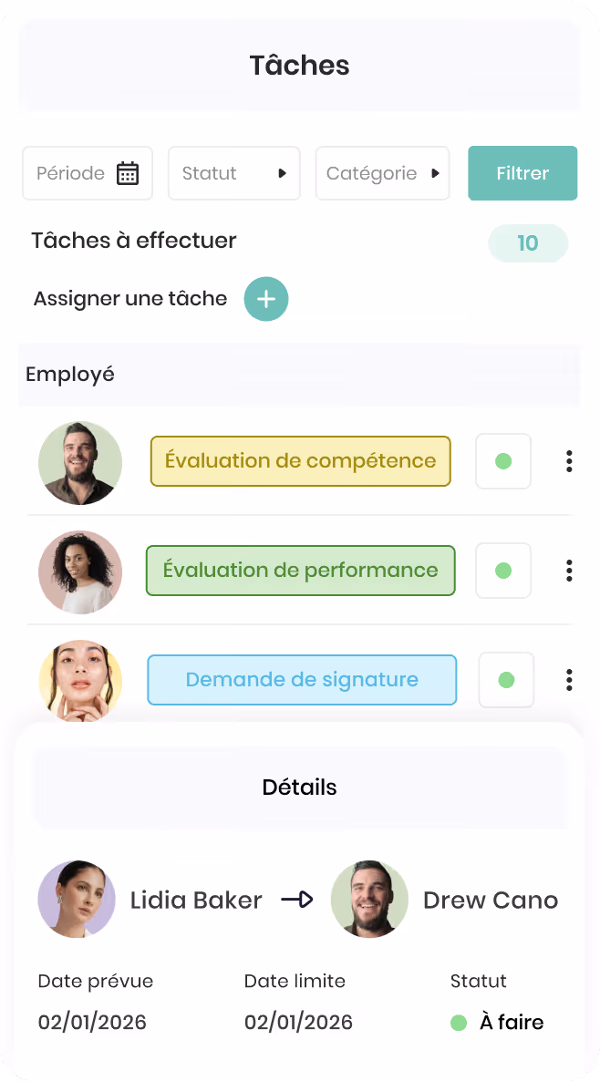 Interface de gestion de documents avec dossiers et fichiers listés, affichant les tailles et dates de modification en français.