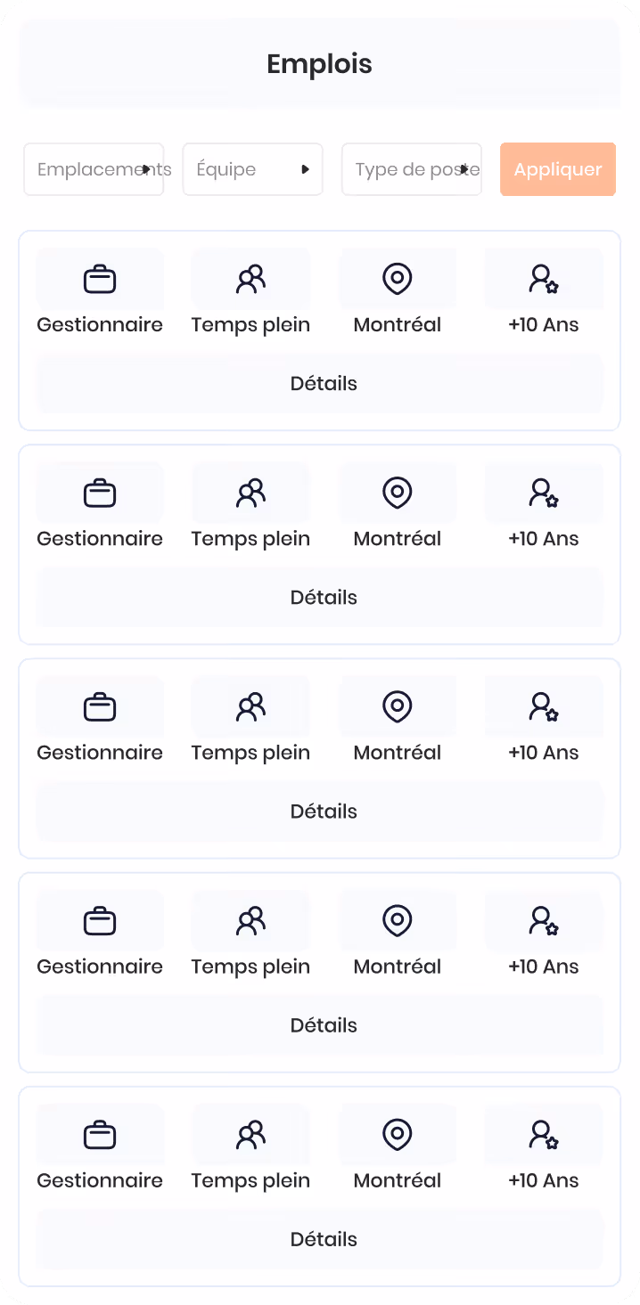 Formulaire Vacances montrant les champs pour journées de maladie payées, absences permises par année, vacances permises par année, nombre d'heures par jour et date de renouvellement annuel.