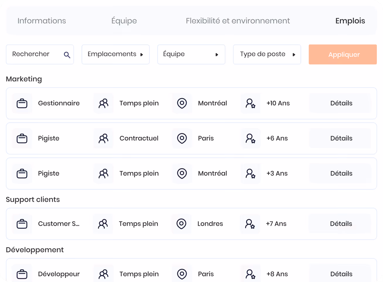 Formulaire de gestion des vacances avec sections pour jours de maladie payés, absences annuelles, vacances annuelles, nombre d'heures par jour, et date de renouvellement annuel.