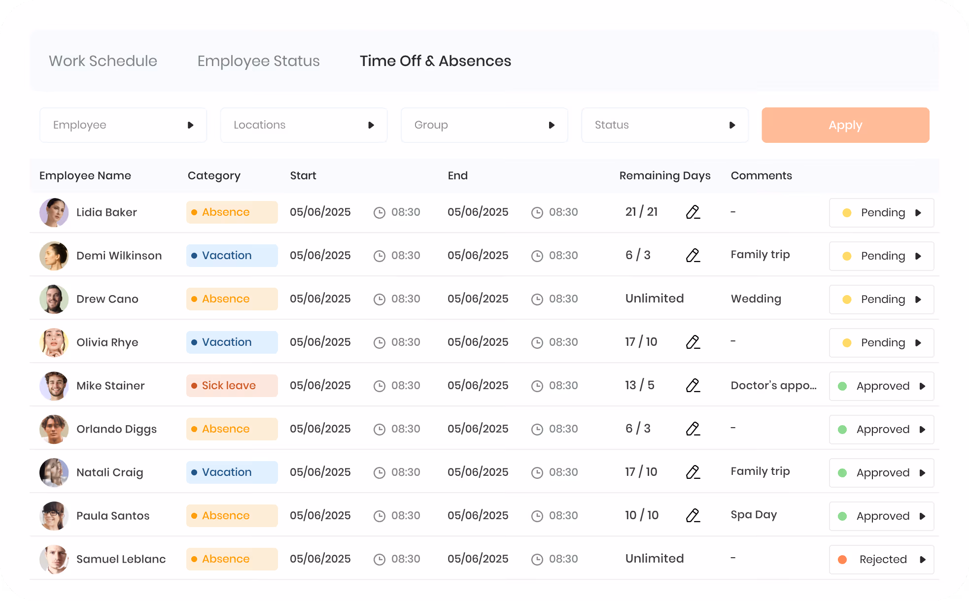 Formulaire d'emploi et salaire avec titre développeur, salaire annuel 30K CAD, période du 23 février 2018 au 15 juin 2020, type d’emploi temps plein et 35 heures par semaine.