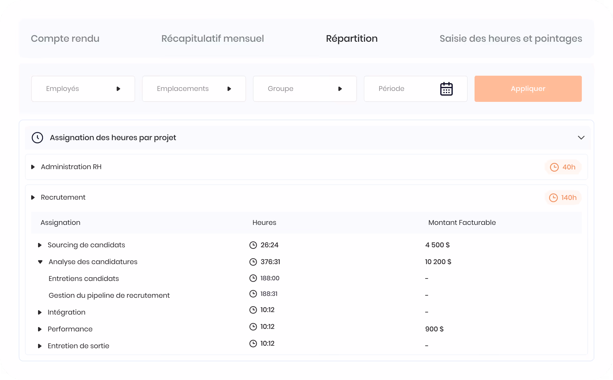 Interface de gestion de documents avec dossiers nommés Certifications, Congés (contenant Fichiers et Photos), et Contrats de travail, affichant tailles de fichiers et dates de dernière modification.
