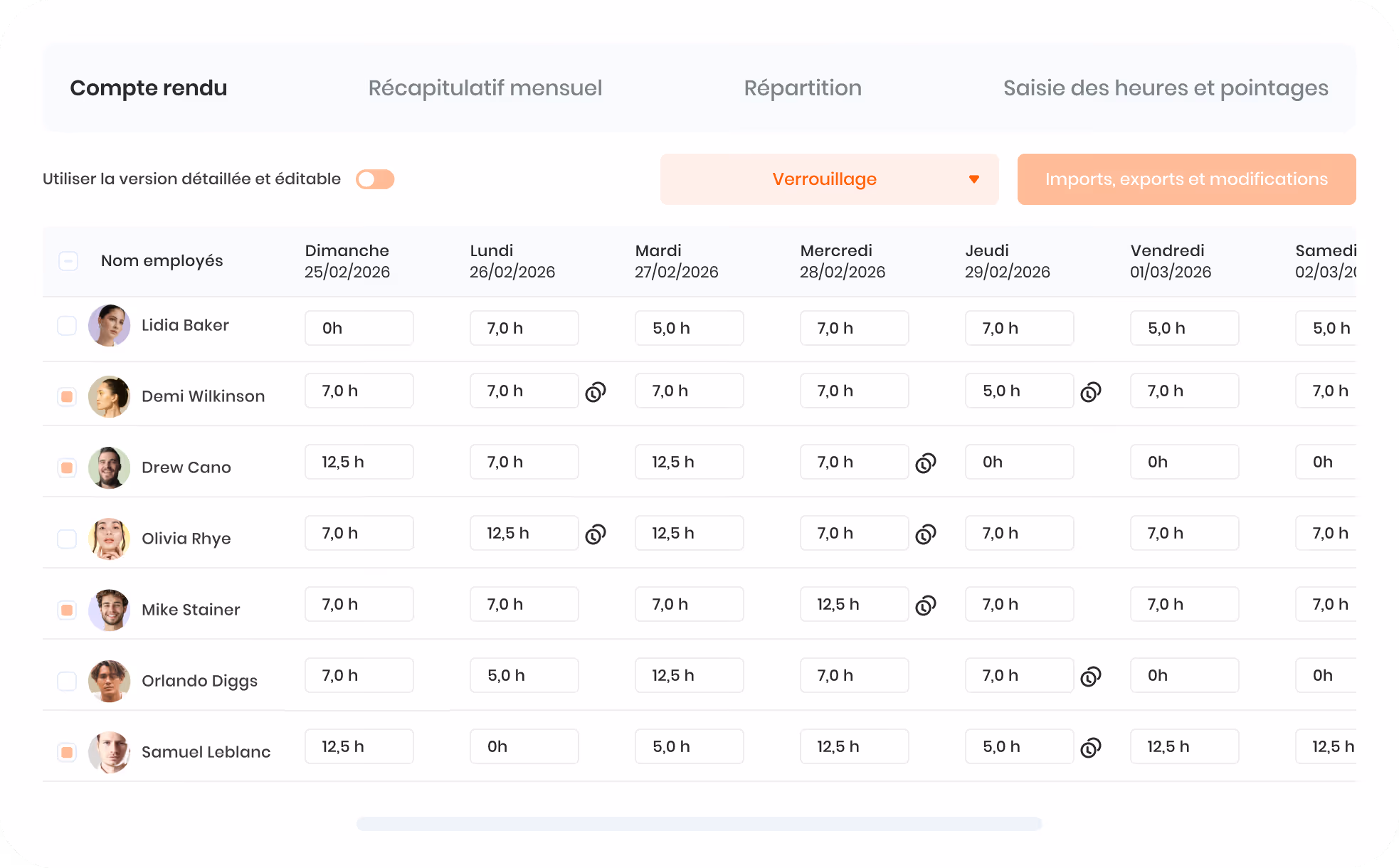 Formulaire d'emploi et salaire avec titre développeur, salaire annuel 30K CAD, période du 23 février 2018 au 15 juin 2020, type d’emploi temps plein et 35 heures par semaine.