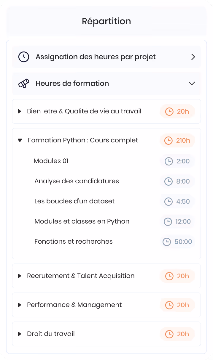 Tableau de matériel assigné listant marque, désignation et statut, incluant écrans, smartphones et PC portables avec statuts assigné, perdu/volé, réservé et libre.