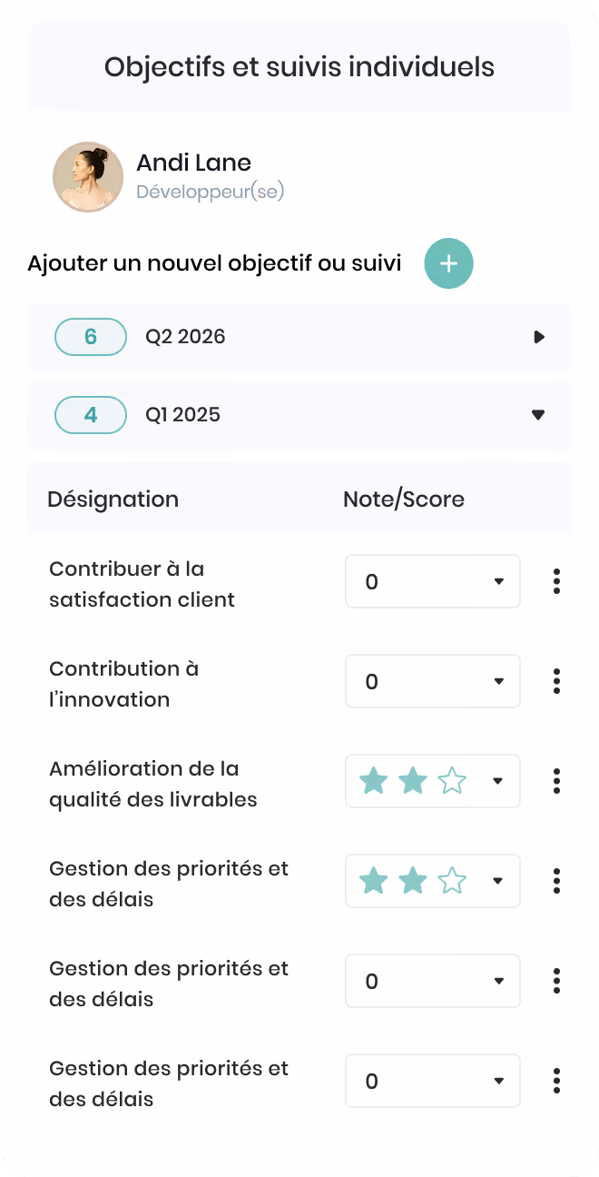 Formulaire Vacances montrant les champs pour journées de maladie payées, absences permises par année, vacances permises par année, nombre d'heures par jour et date de renouvellement annuel.