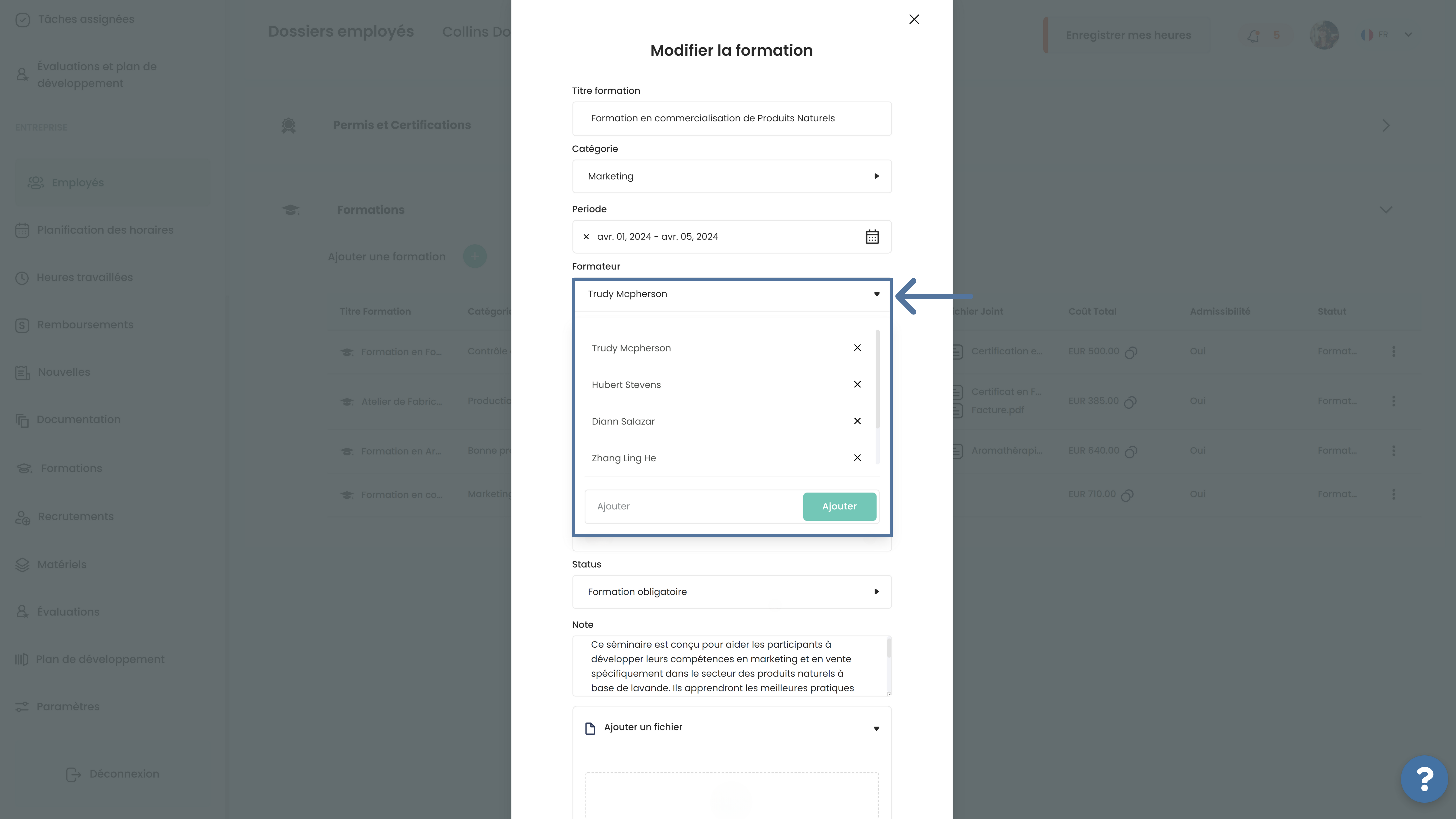Modifier une formation dans SIRH Altee