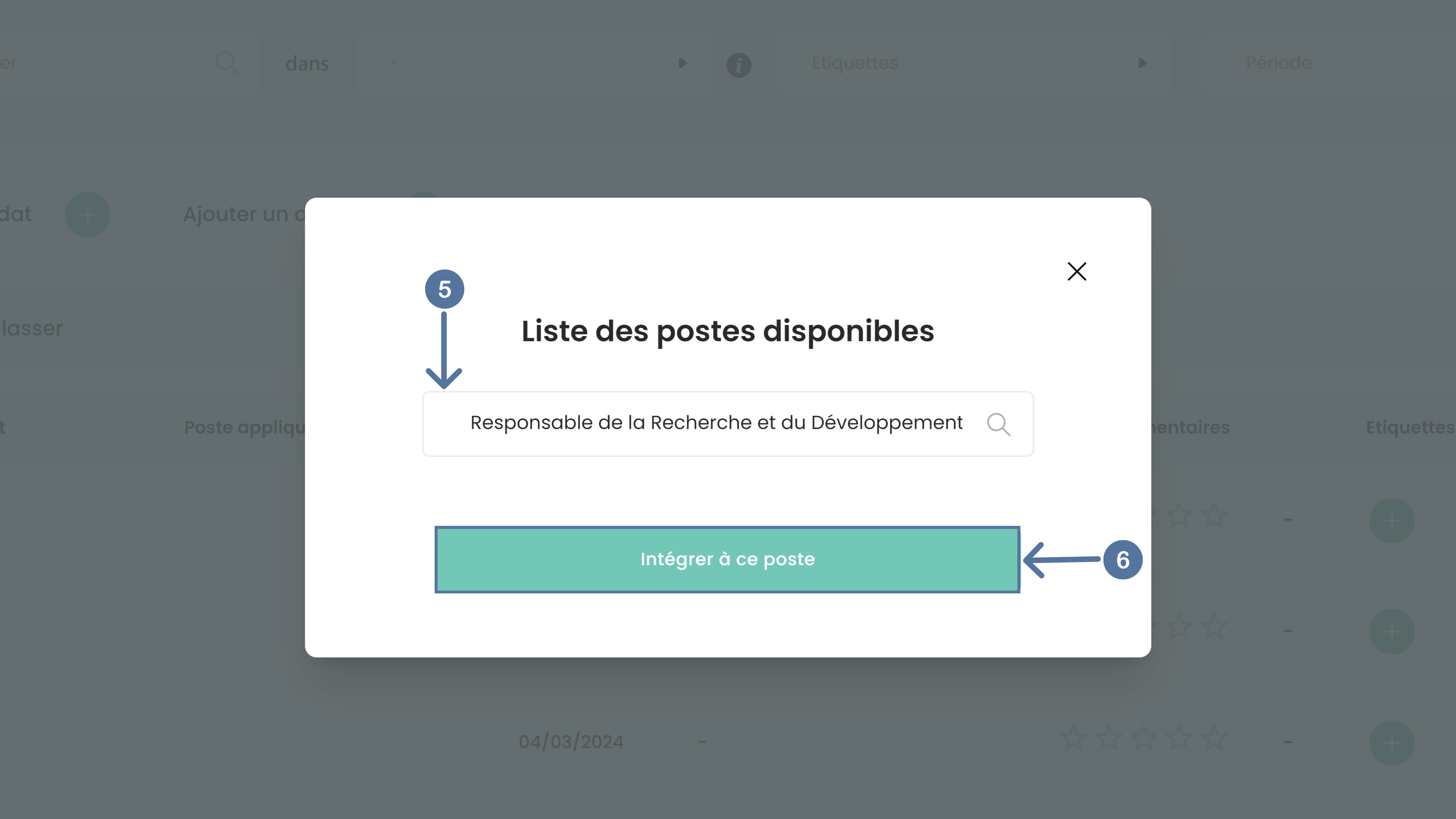 Intégrer une candidature dans la banque de CV à un poste à pourvoir ATS Altee