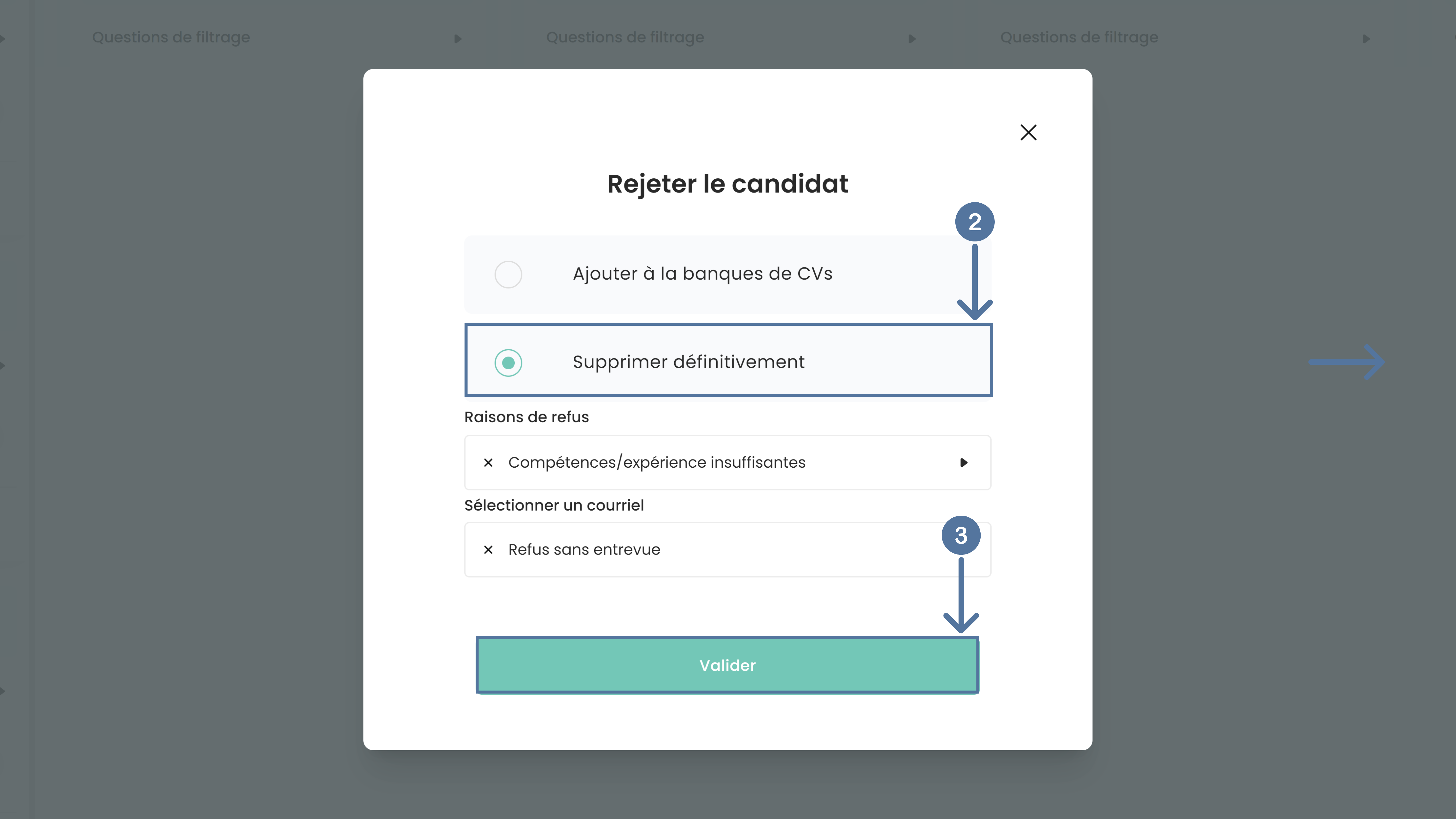 Supprimer définitivement un candidat dans ATS Altee
