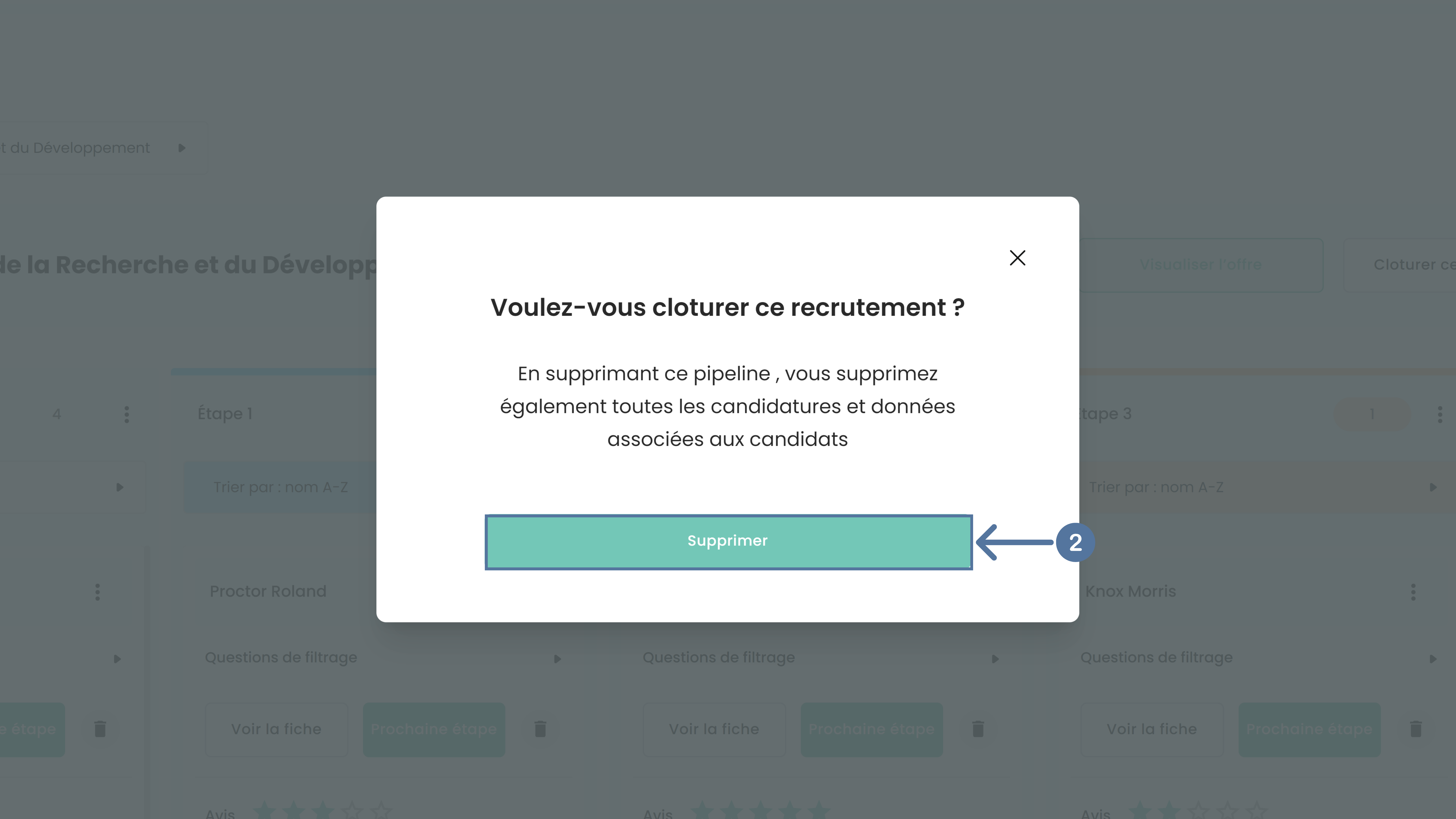 Clôturer le recrutement d'un poste à pourvoir dans ATS Altee