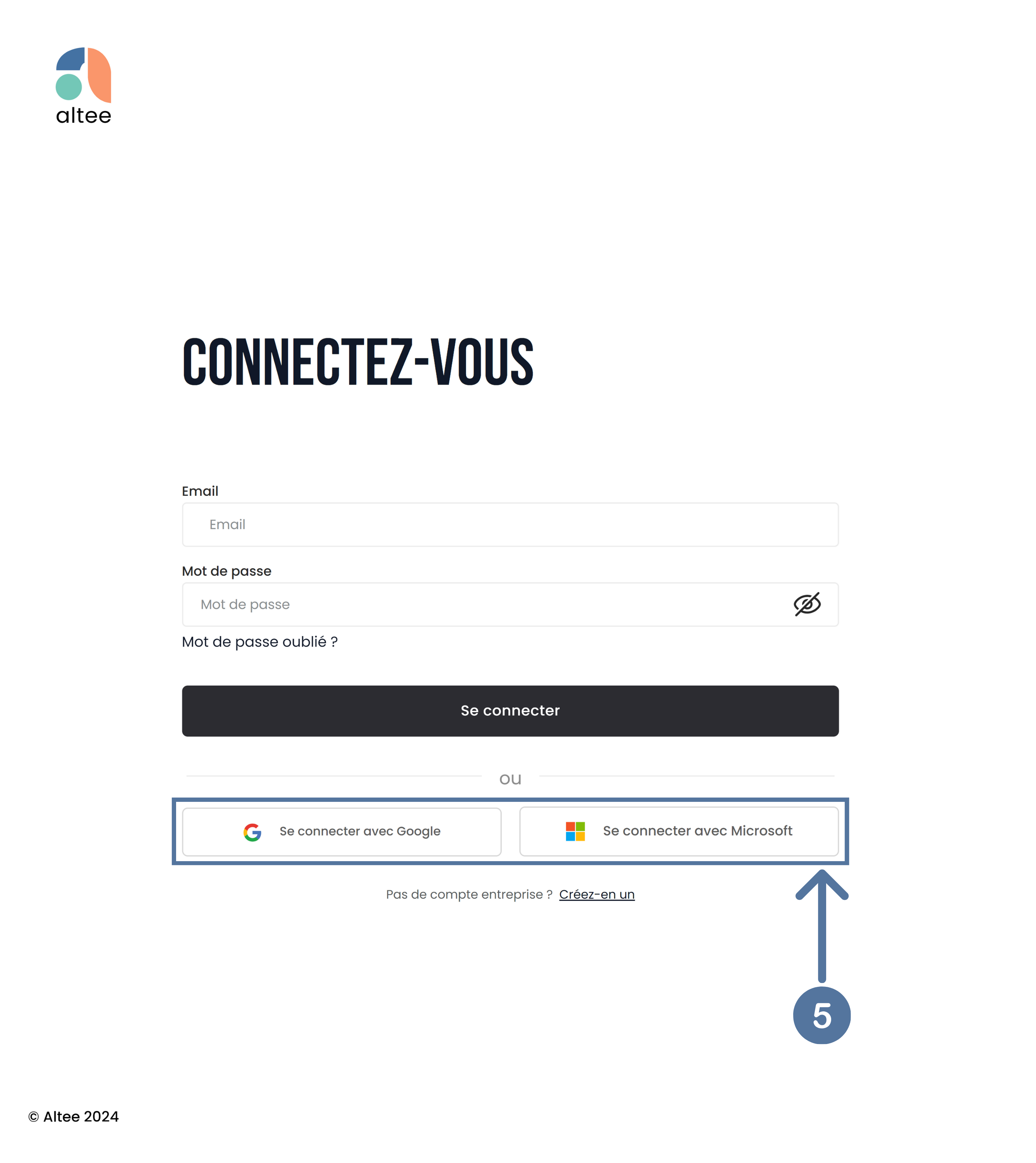 Connection dans un compte Altee