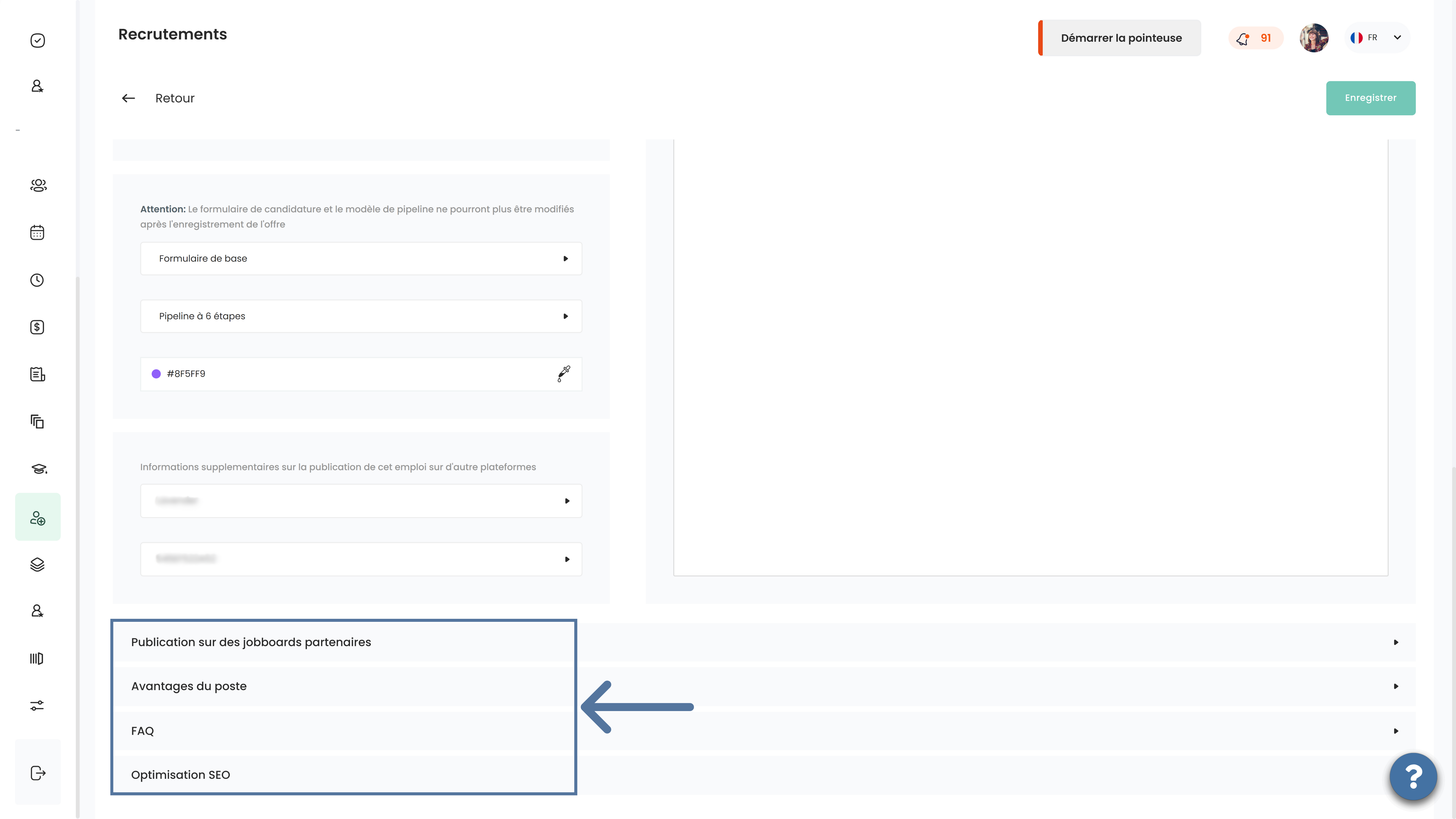 Configurer les outils d'optimisation SEO dans un poste à pourvoir dans ATS Altee