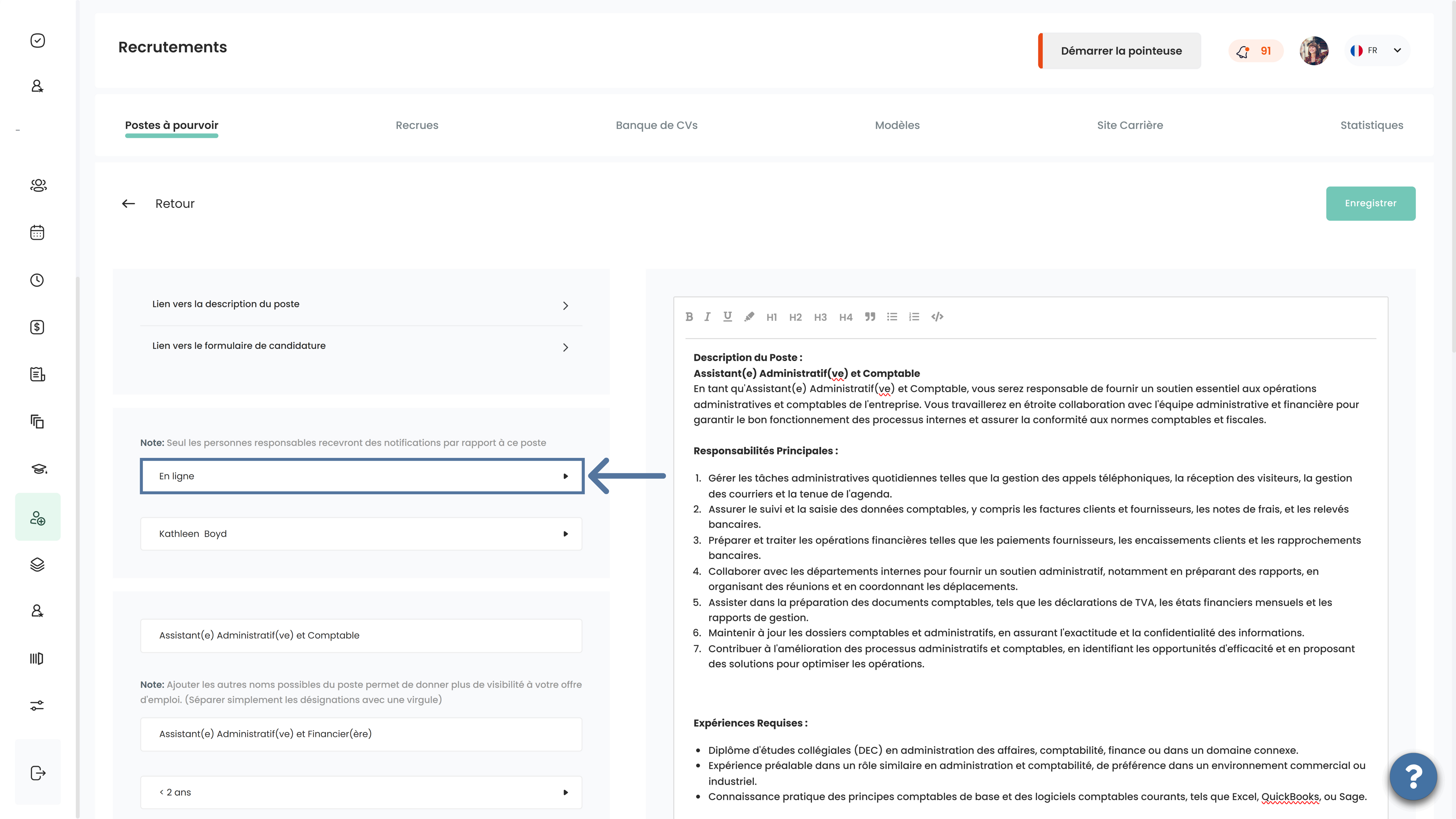 Mettre en ligne un poste à pourvoir via ATS Altee