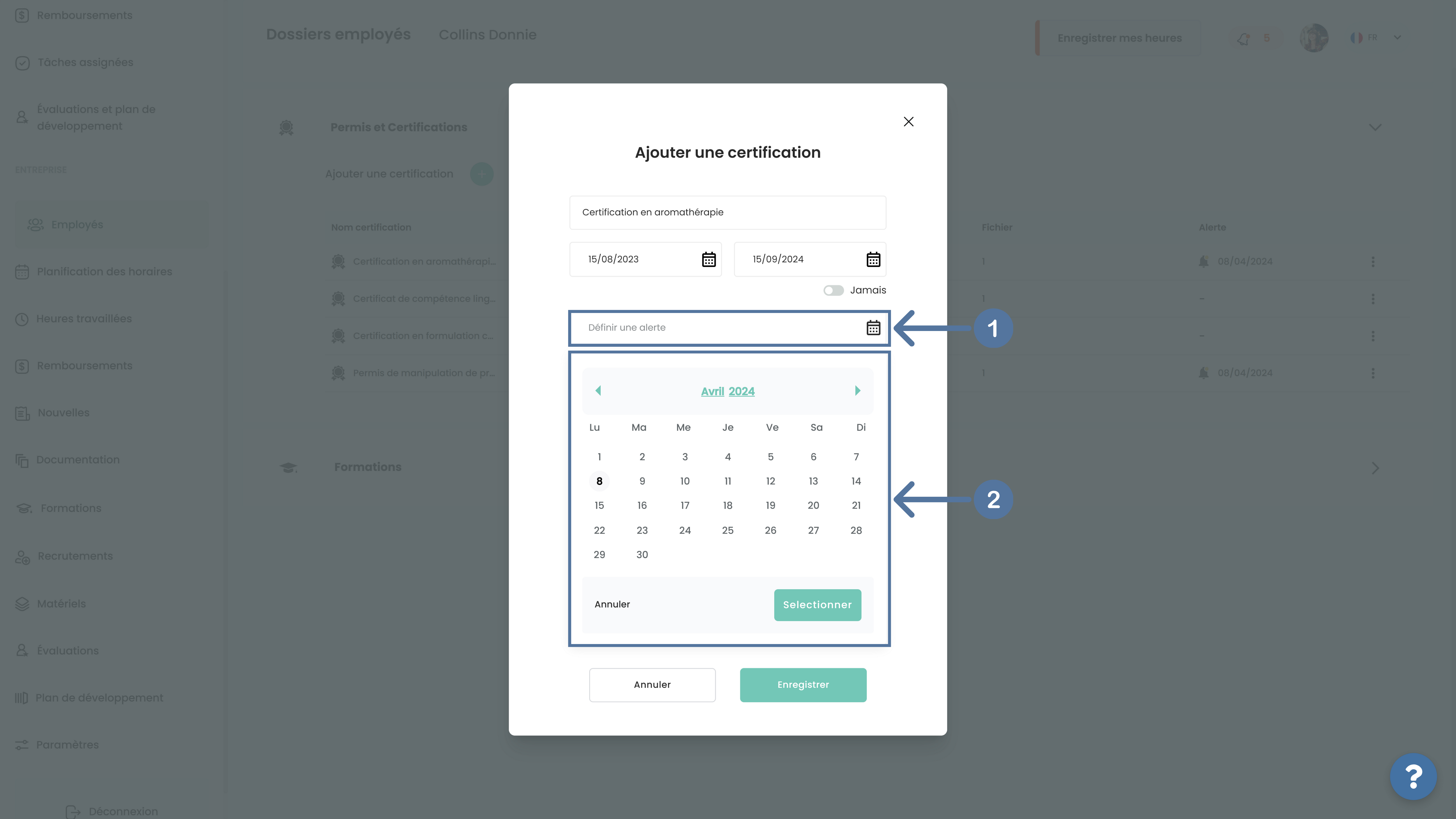 Date d'expiration dans une certification dans Altee
