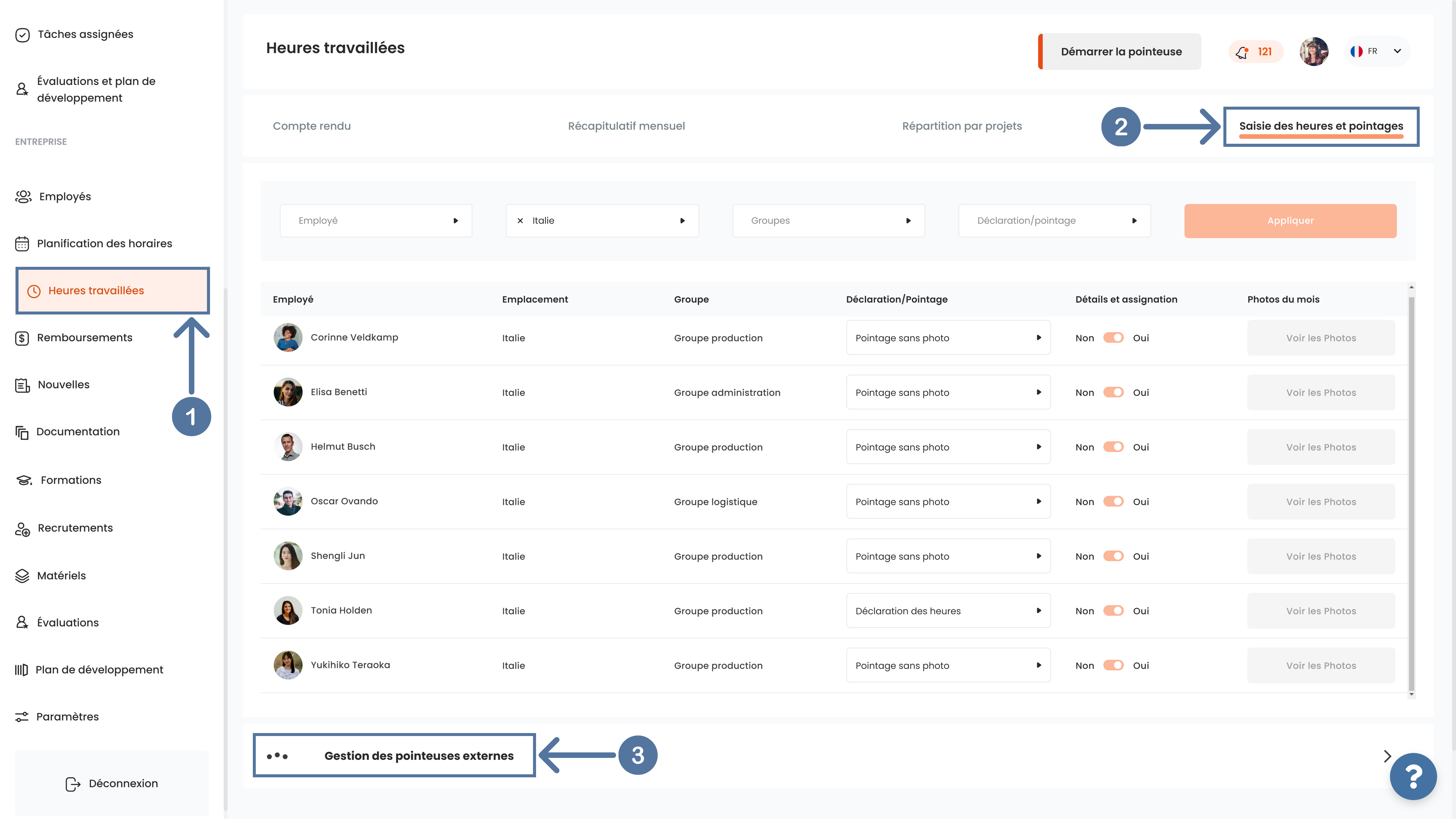 Gestion des pointeuses externes dans SIRH Altee dans le module Heures travaillées