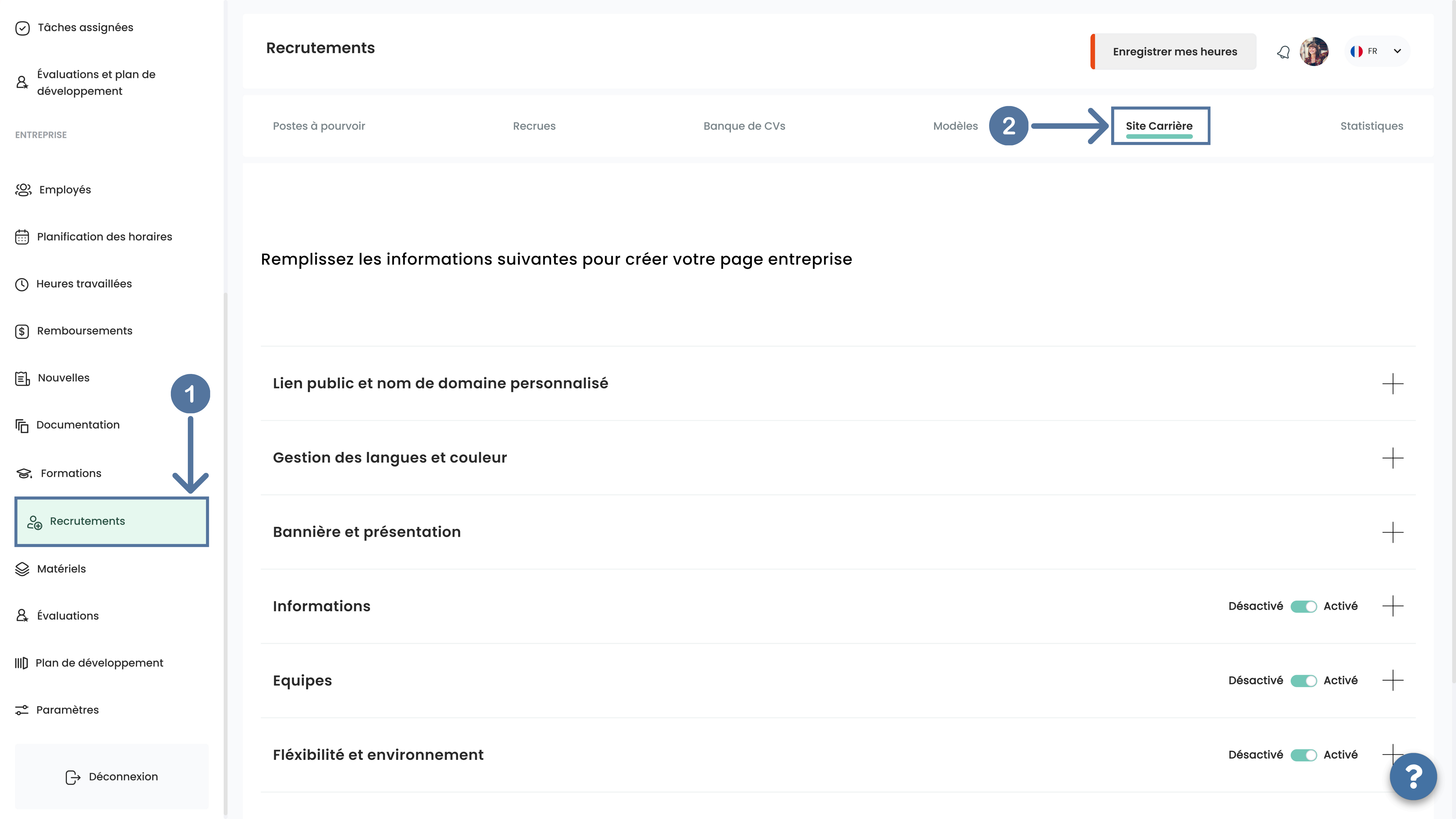 Module Site carrière dans ATS Altee