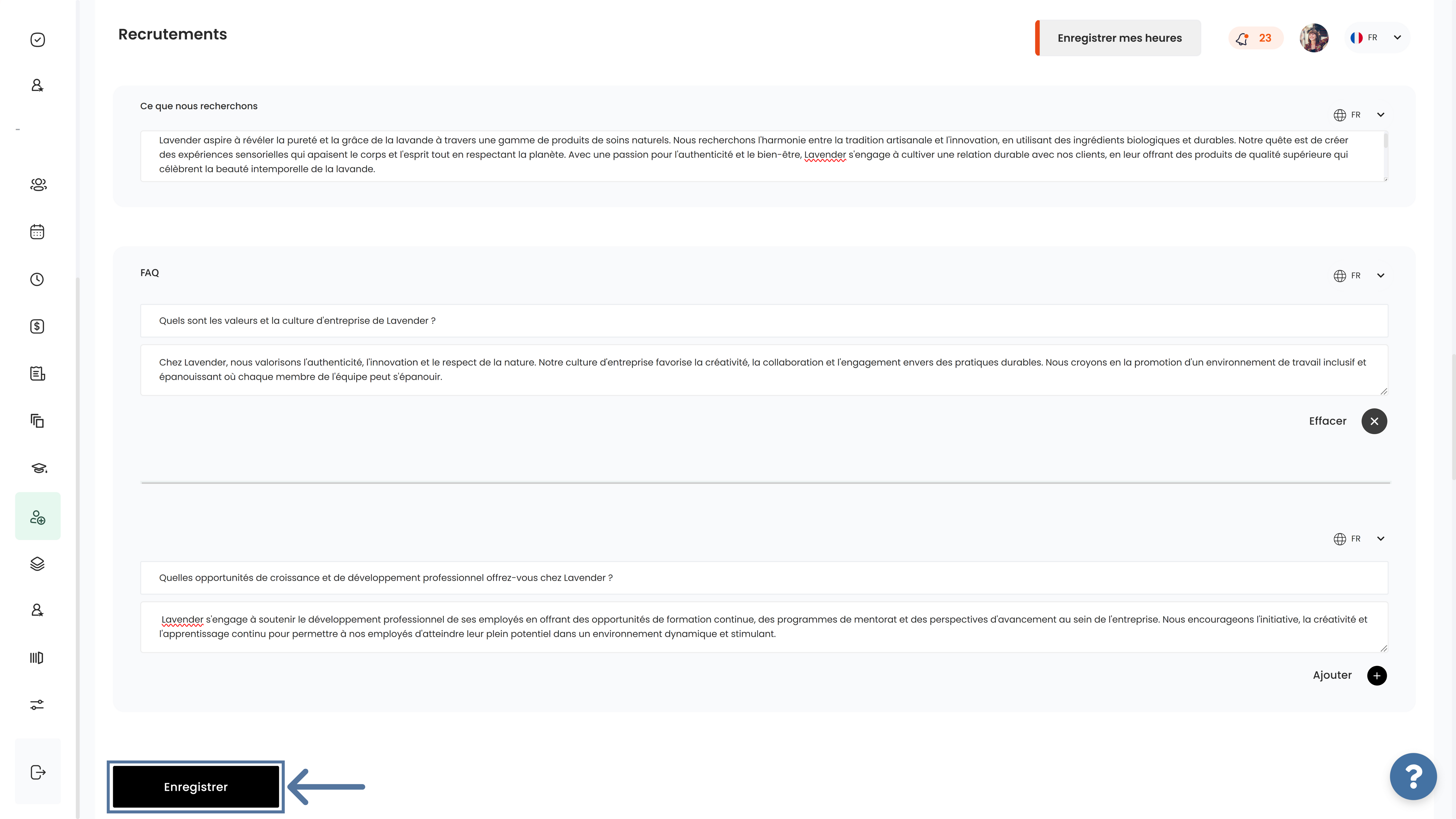 Description de l'entreprise dans le site carrière avec ATS Altee