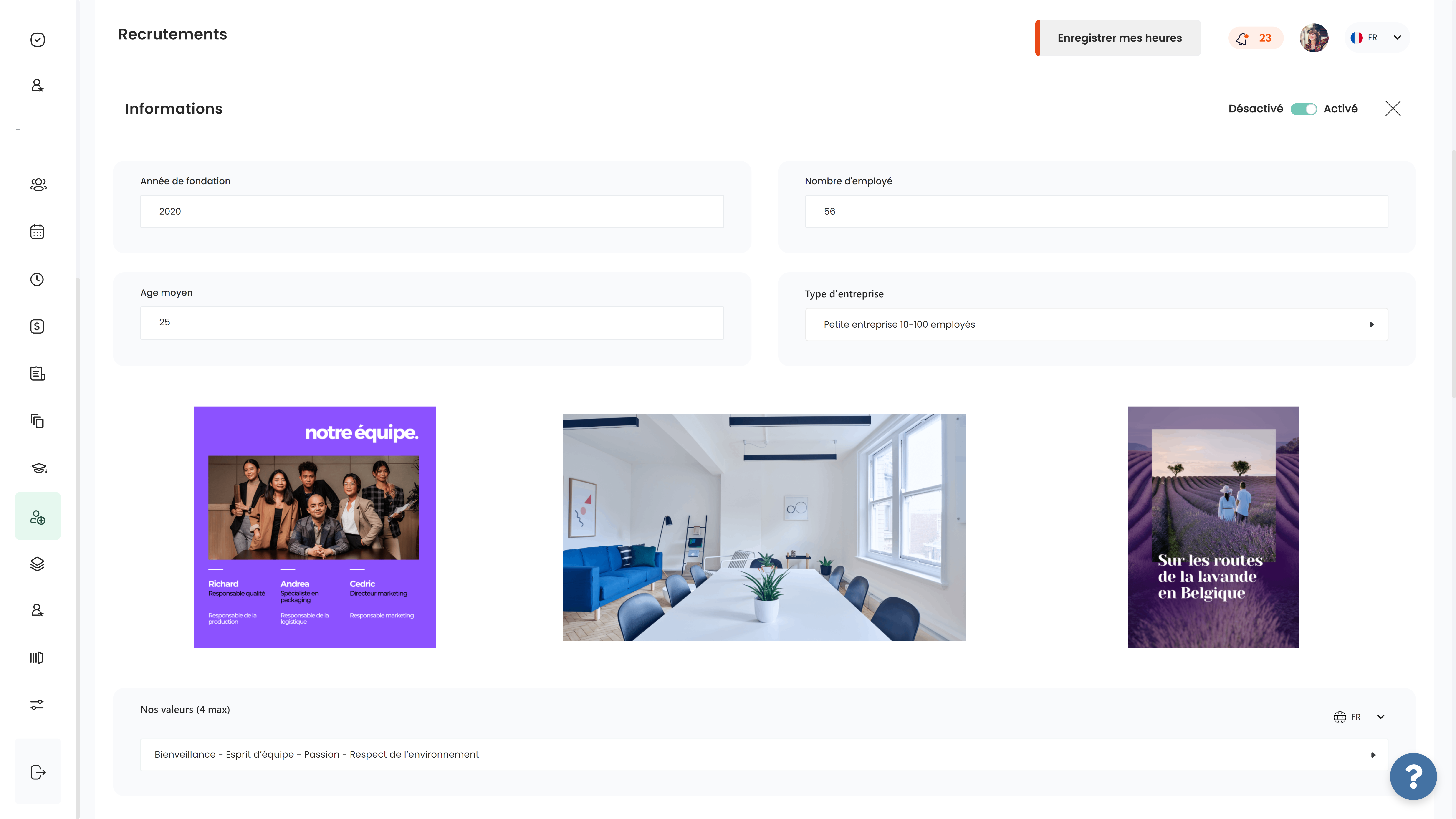 Informations de l'entreprise dans le site carrière avec ATS Altee