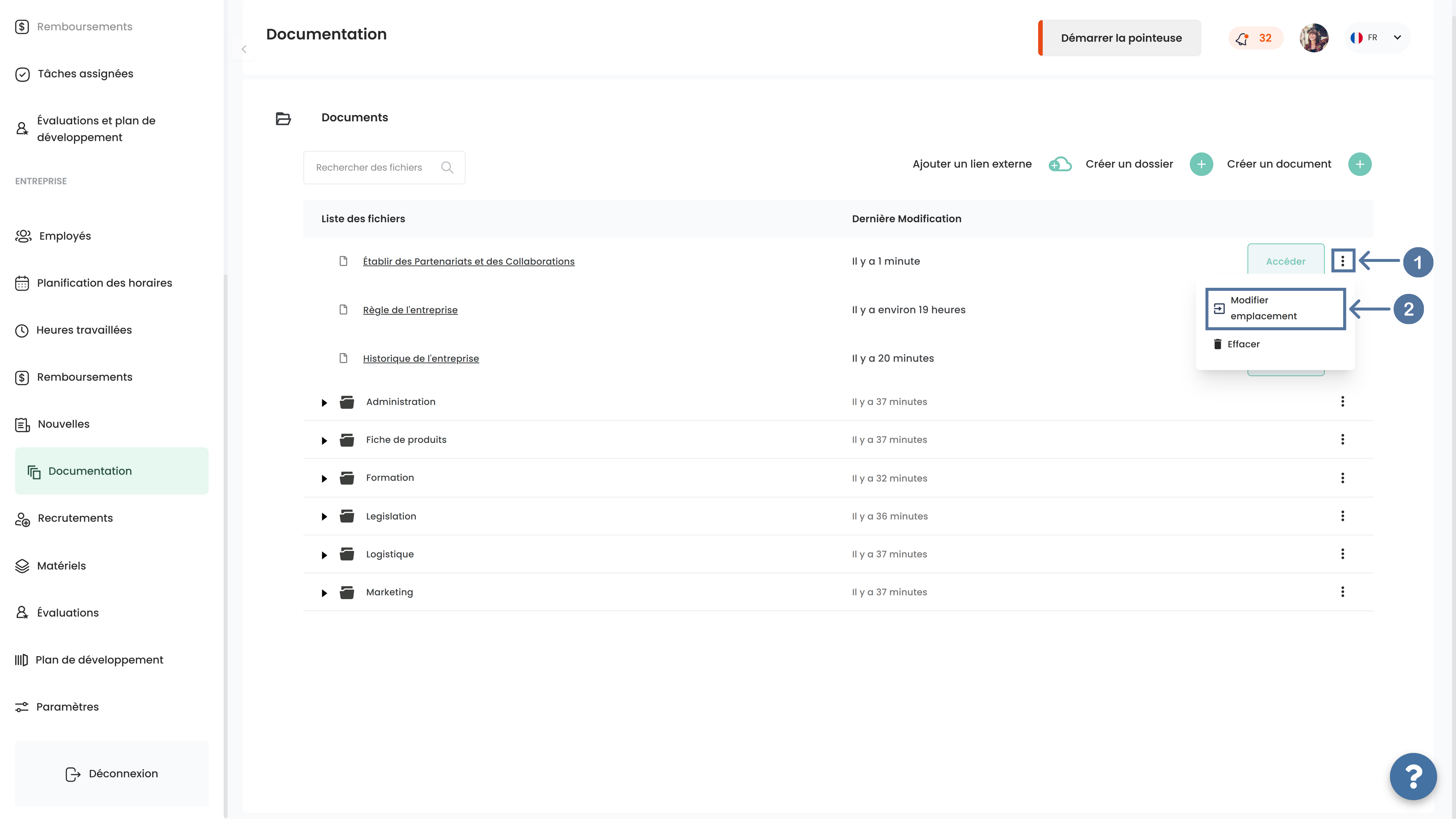 Modifier l'emplacement d'un fichier dans SIRH Altee