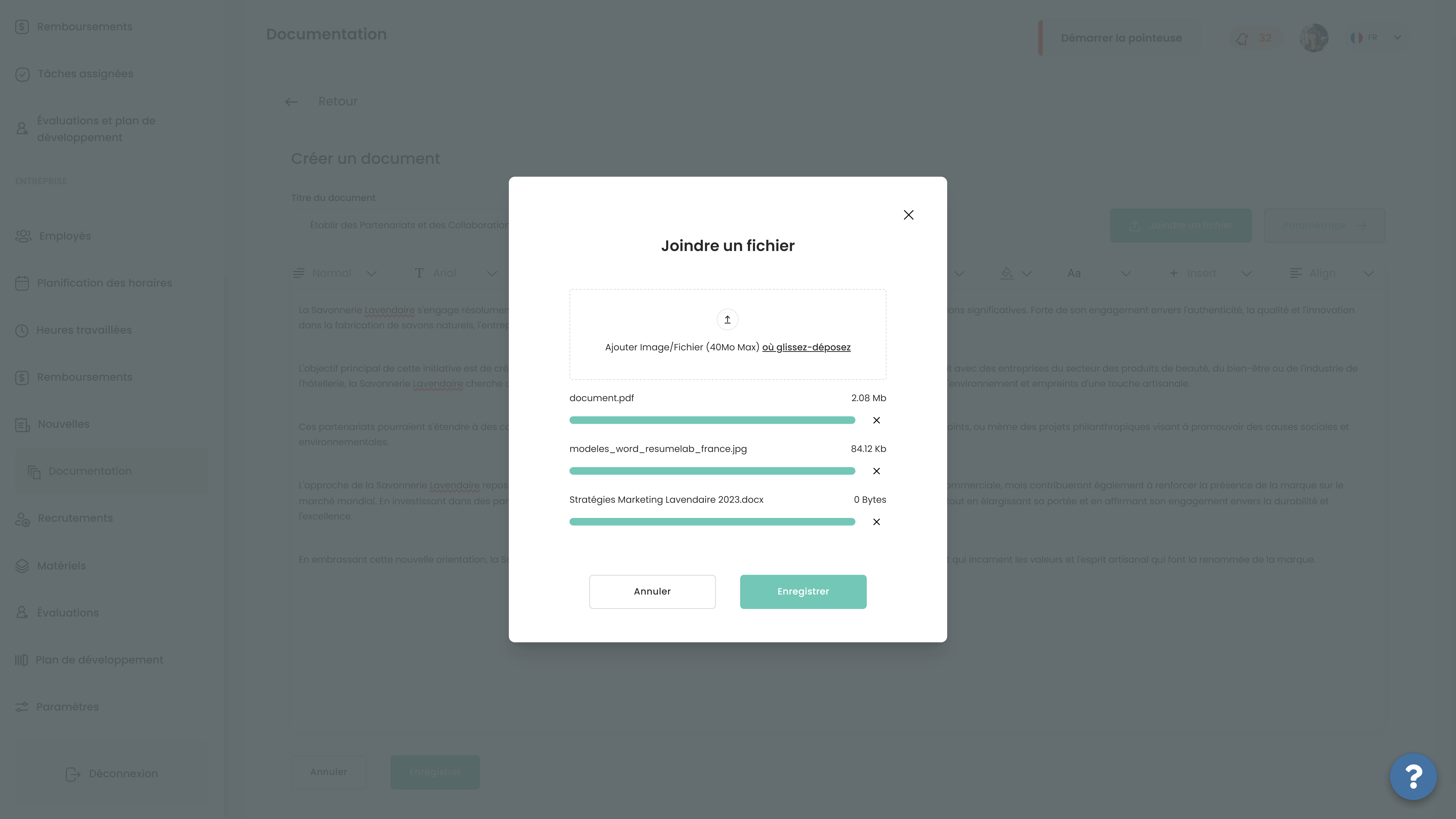 Joindre des fichiers dans les documents dans SIRH Altee