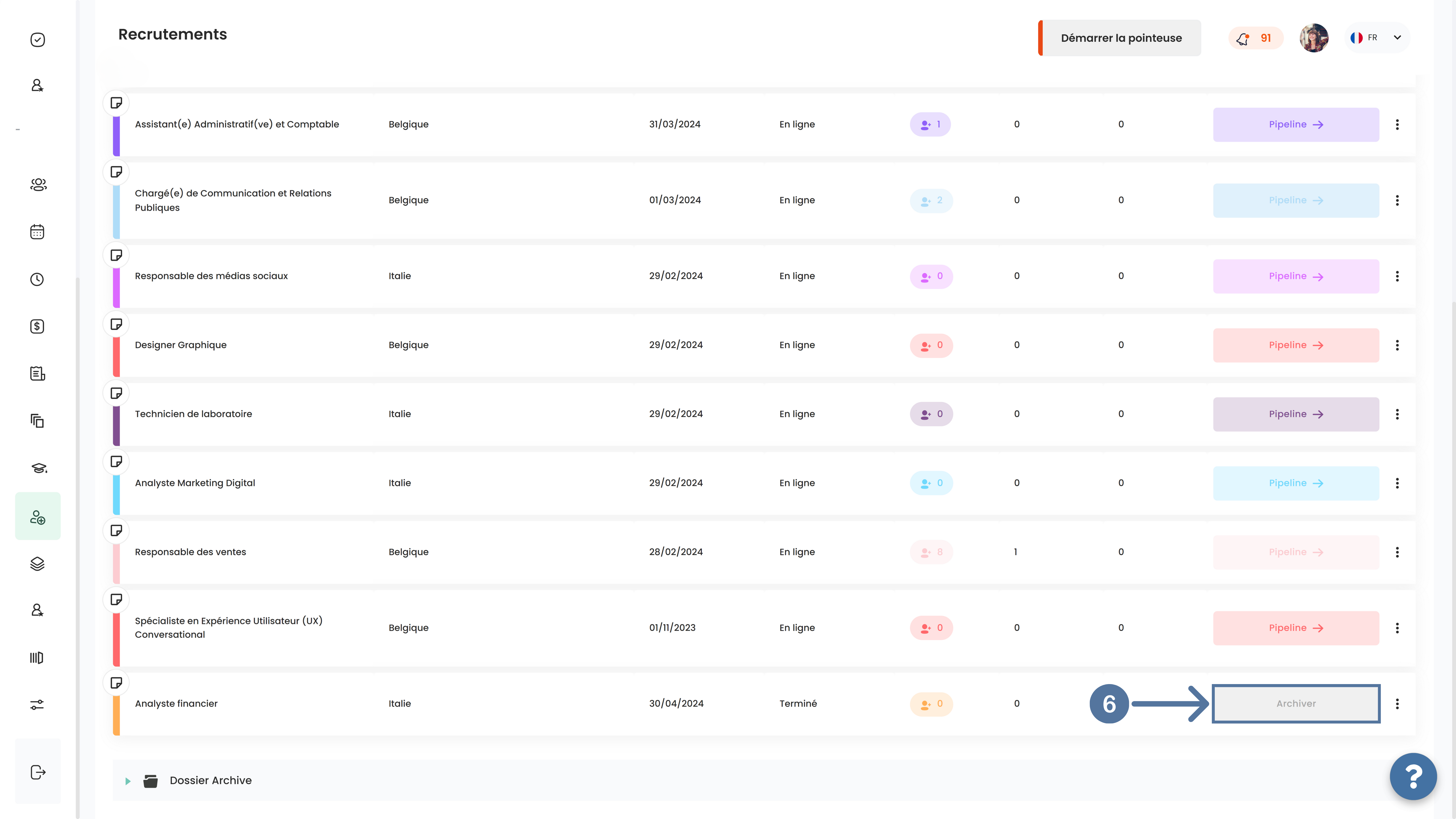 Archiver un poste à pourvvoir dans ATS Altee