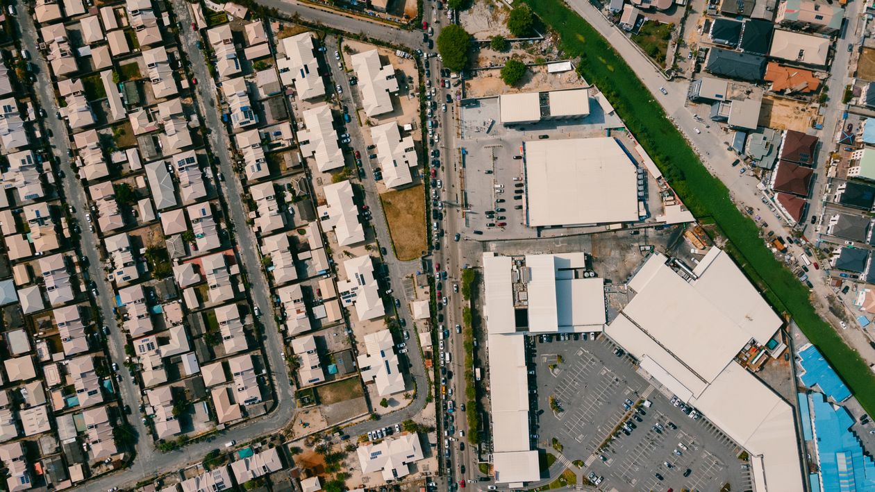 Aerial perspective of modern urban architecture and development in Nigeria